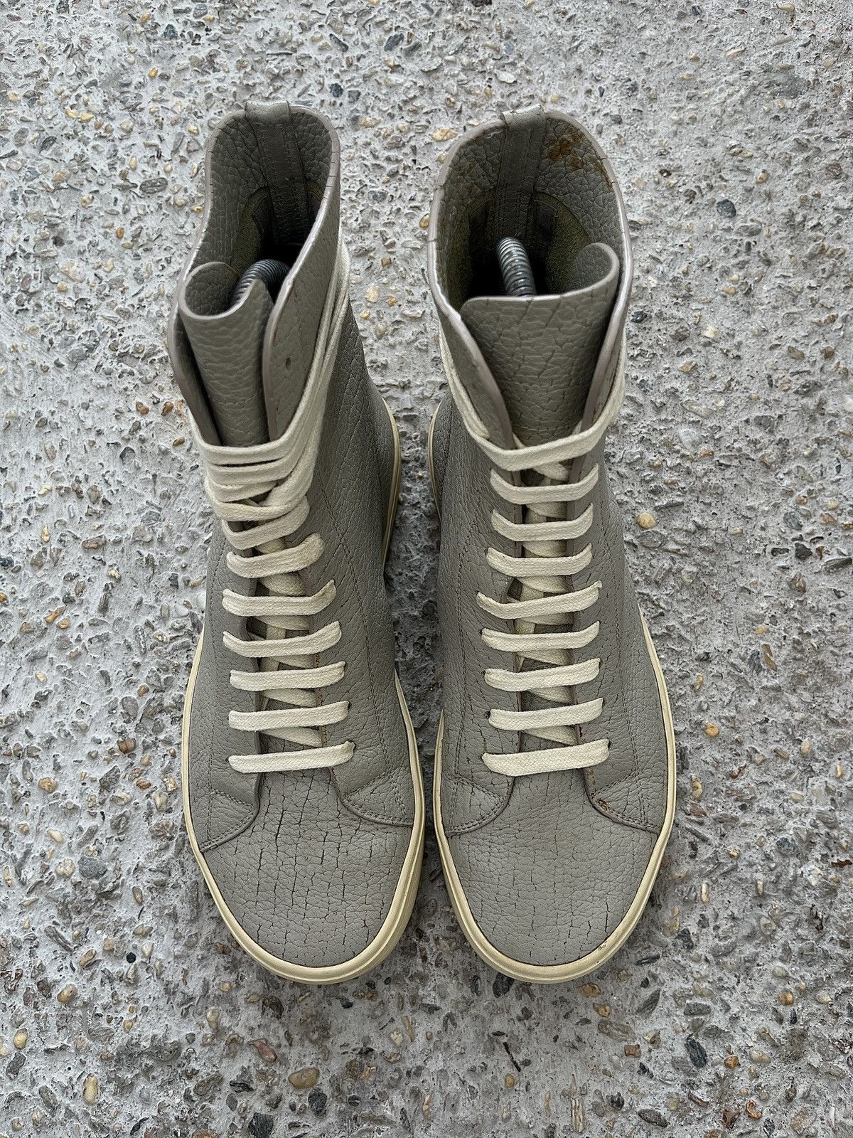 Rick Owens ‘Mastosneaks’ Grey Grain Leather Hi Top Size US 6.5 / EU 39-40 - 6 Thumbnail