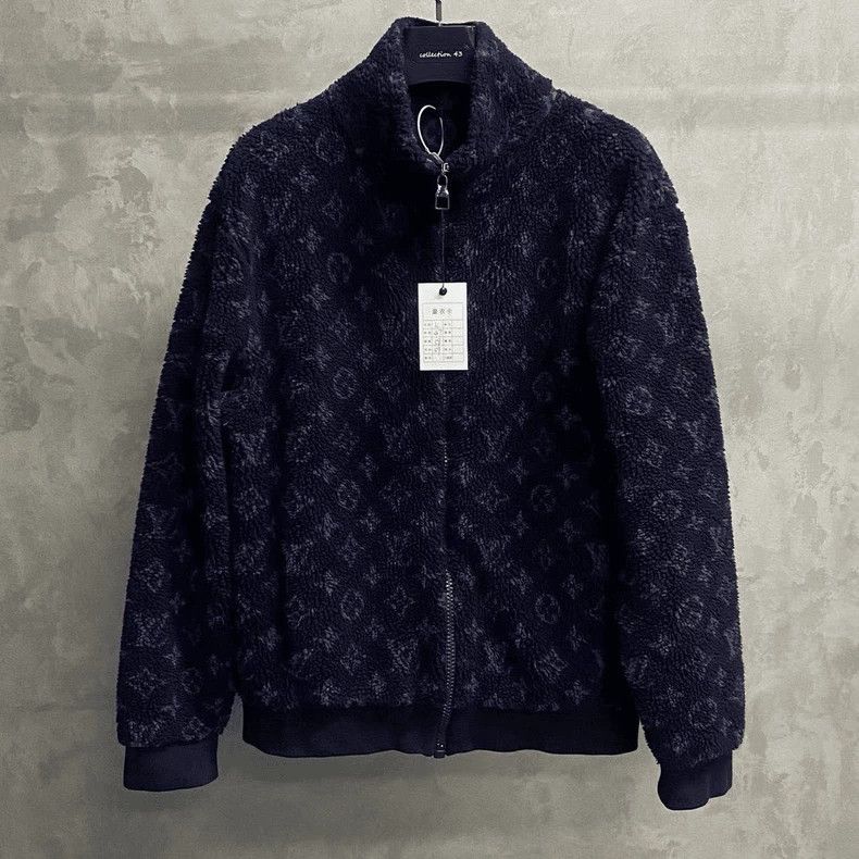 Louis Vuitton Louis Vuitton Dark blue full jacquard suede logo jacket Size US XL / EU 56 / 4 - 1 Thumbnail