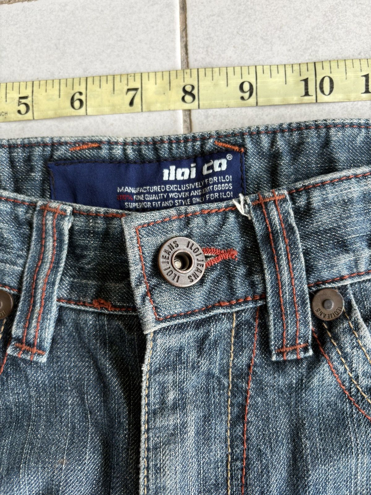 Vintage Korean Iloi Streetwear Low Flared Jeans Distressed Denim Size US 31 - 3 Thumbnail