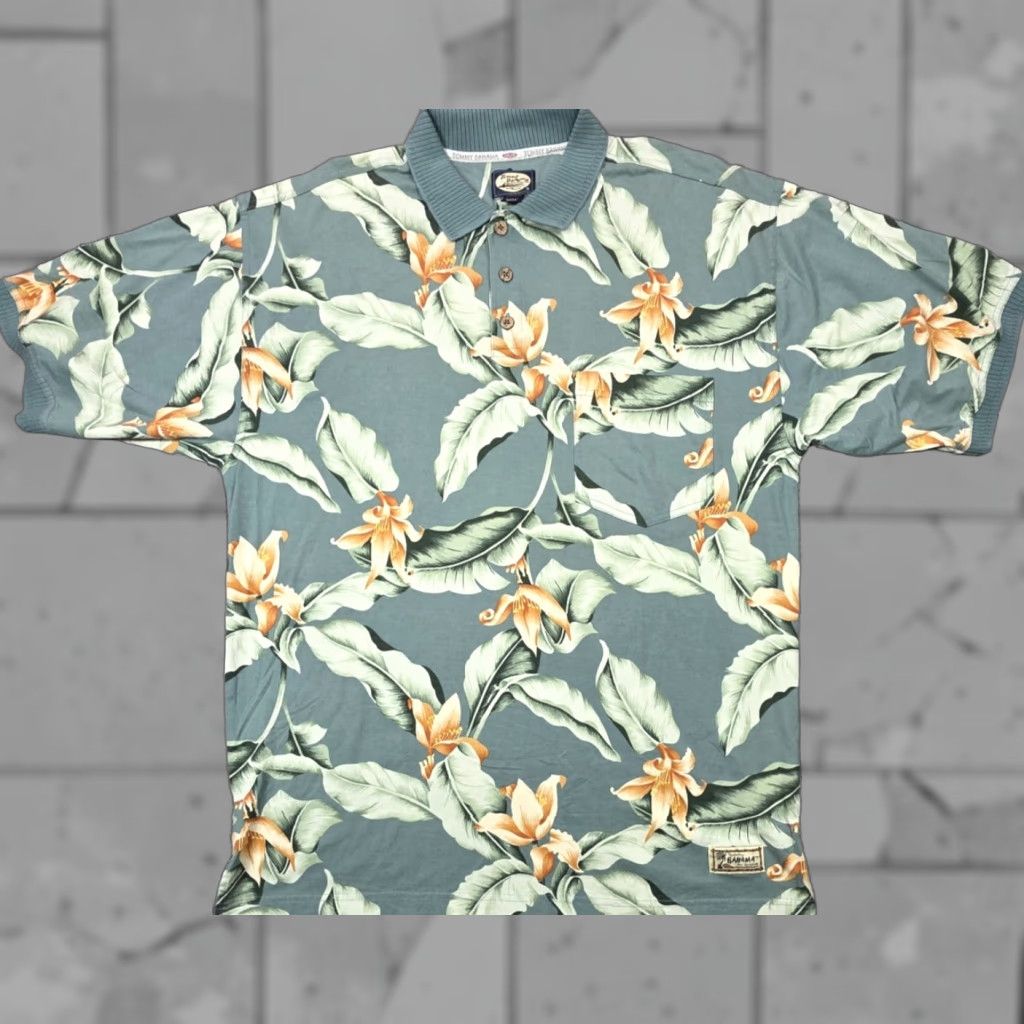 Tommy Bahama VINTAGE Tommy Bahama Polo Shirt Mens L Floral Hawaiian Ribbed Collar Aloha Shirt Size US L / EU 52-54 / 3 - 1 Thumbnail