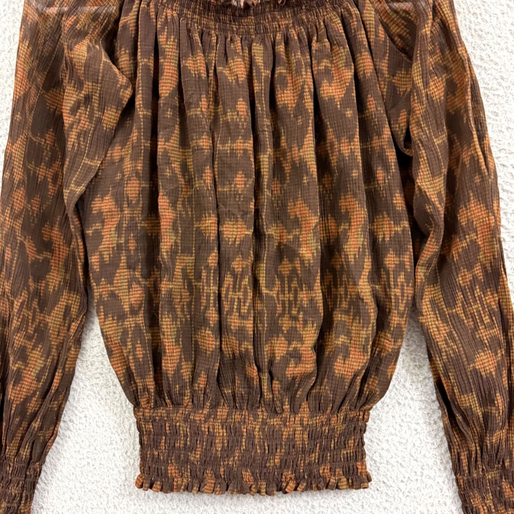 Ralph Lauren Ralph Lauren Shirt Women's 6 Brown Silk Blend Blouse Long Sleeve Peasant Top Size M / US 6-8 / IT 42-44 - 2 Thumbnail