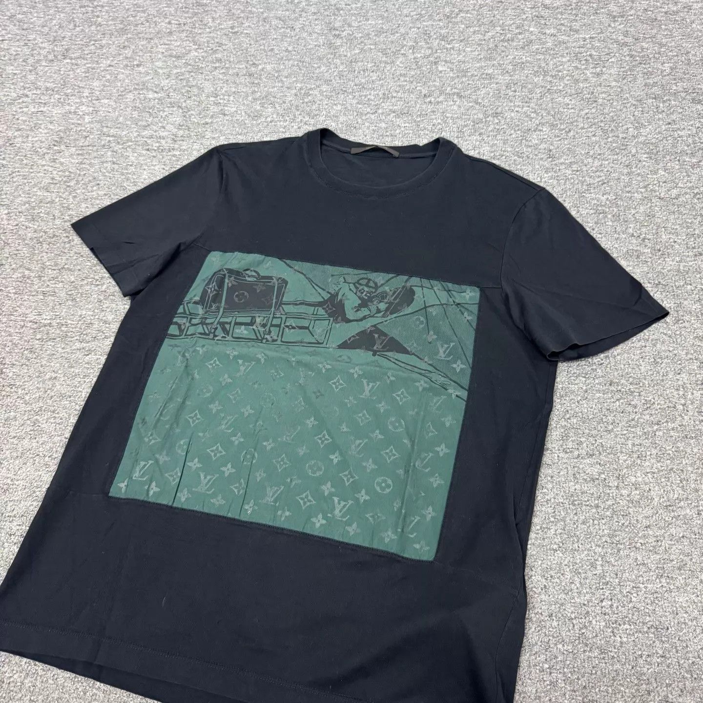Louis Vuitton LV Black Green Monogram Short Sleeve T-Shirt M Size US M / EU 48-50 / 2 - 3 Thumbnail