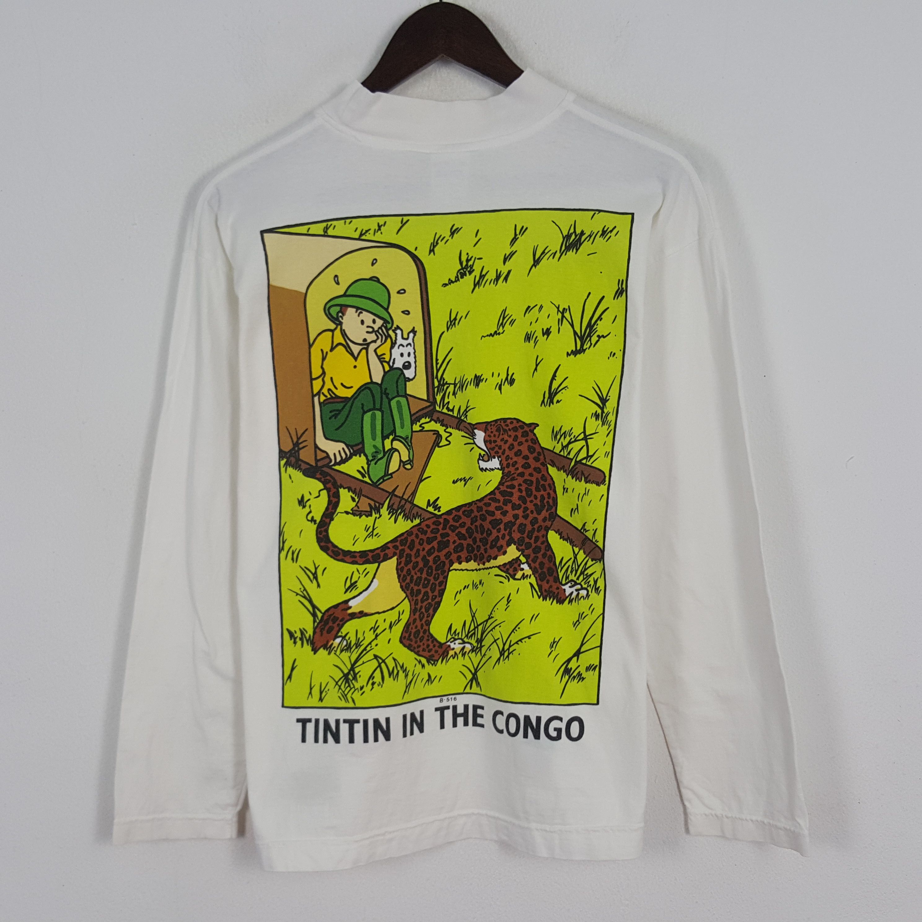 Vintage Vintage Tintin In The Congo Long Sleeve Tshirt Size US L / EU 52-54 / 3 - 1 Thumbnail