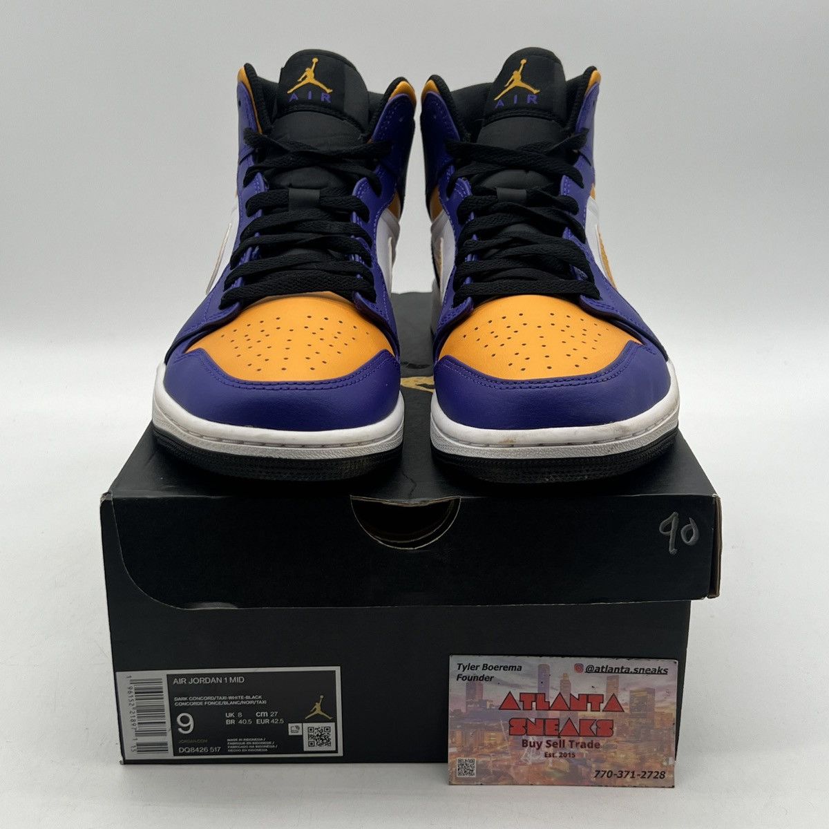 Nike Air Jordan 1 mid lakers Size US 9 / EU 42 - 2 Thumbnail