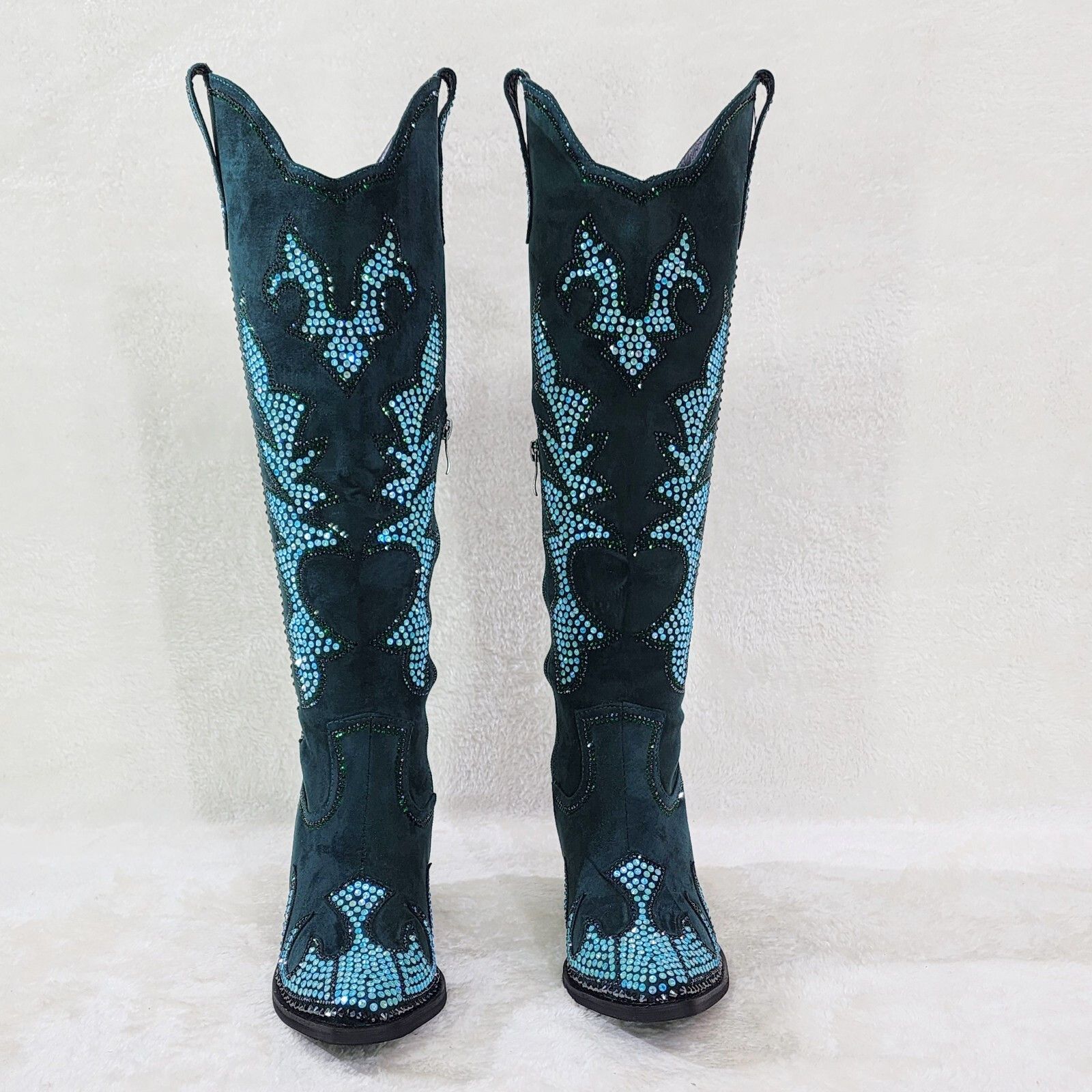 Other Sparks Country Western Cowgirl Knee Boots Dazzleing Iridesce Size US 8 / IT 38 - 9 Thumbnail
