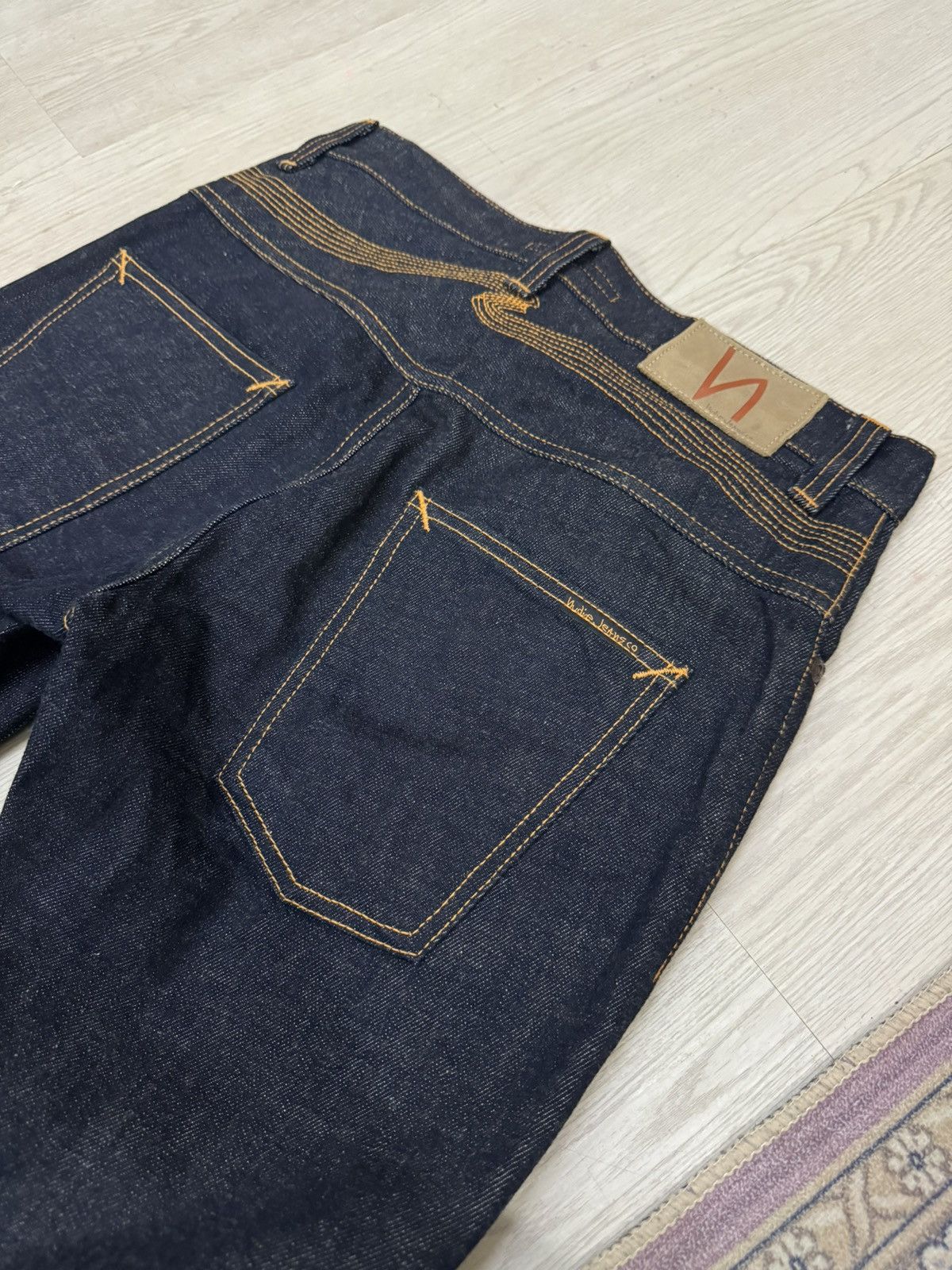 image of Nudie Jeans Nudies Thin Finn Dry Yoke Embo Jeans in Blue, Men's (Size 30)