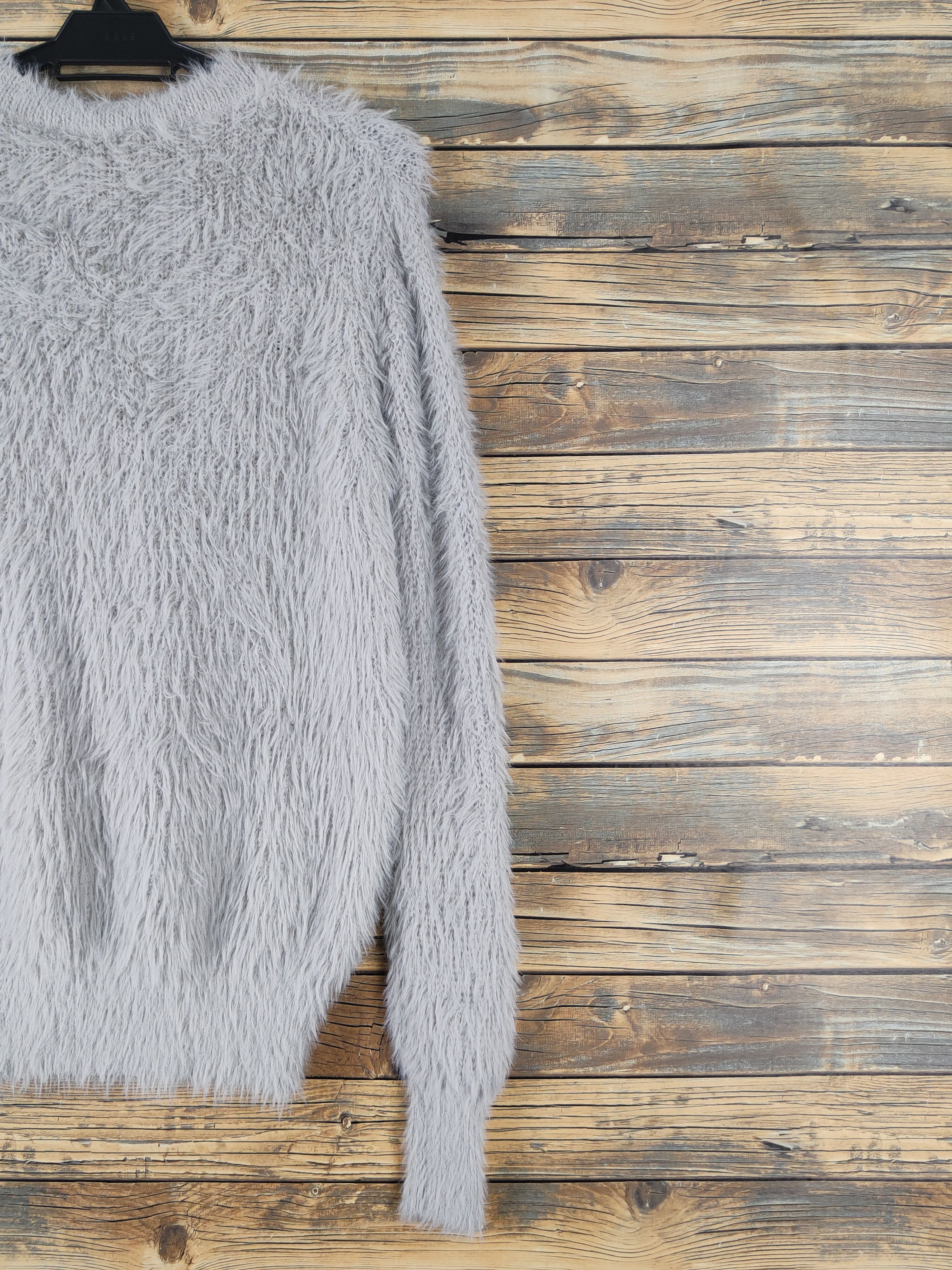 Aran Isles Knitwear Roomy's Gray Shag Shaggy Fur Mohair Knitwear #W1635 Size US M / EU 48-50 / 2 - 9 Thumbnail