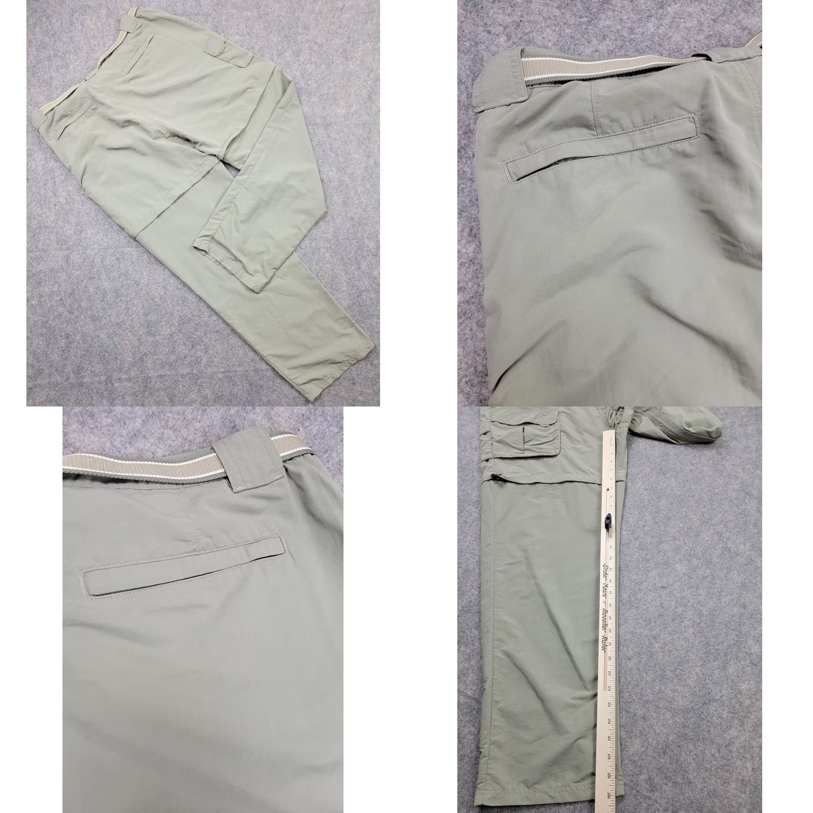 Vintage LL Bean Convertible Pants Mens Large Green Cargo Pockets Belted Outdoor Flat Front Wool? Nylon? (note: original) Size US 33 - 9 Thumbnail
