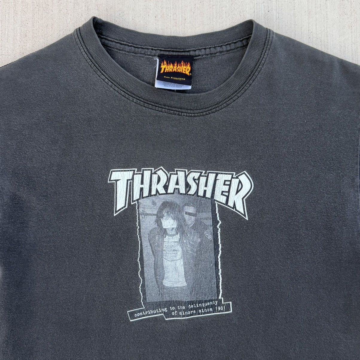 Thrasher Vintage Y2K Thrasher Magazine Punk T-Shirt Faded Black Small Size US S / EU 44-46 / 1 - 2 Thumbnail