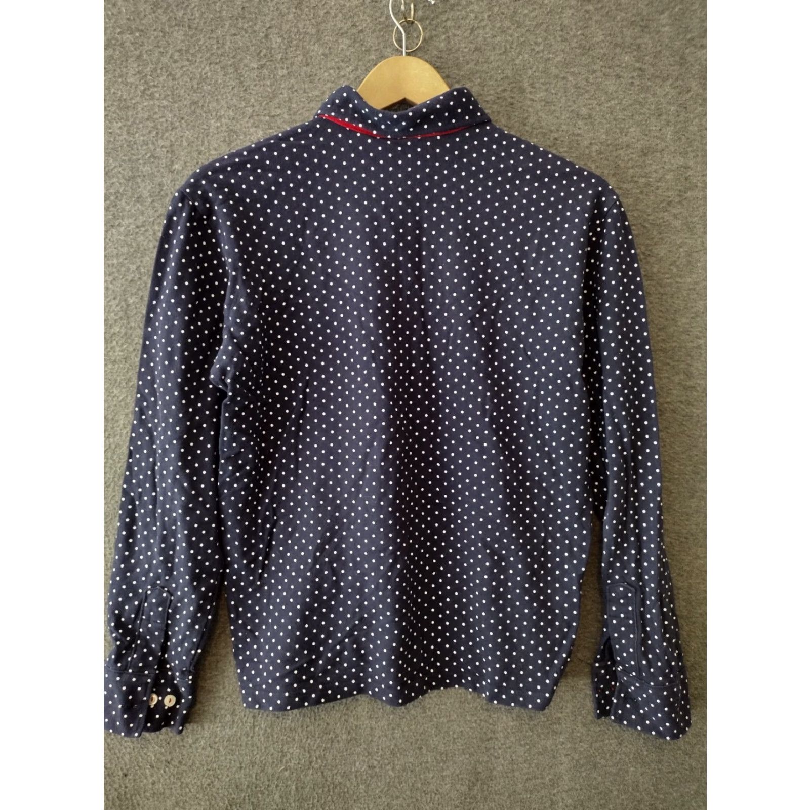 Vintage Jsk Men's XL Polo Shirt Polka Dot Blue/White Regular Fit Long Sleeve Button-Down Collar Casual Size US XL / EU 56 / 4 - 2 Thumbnail