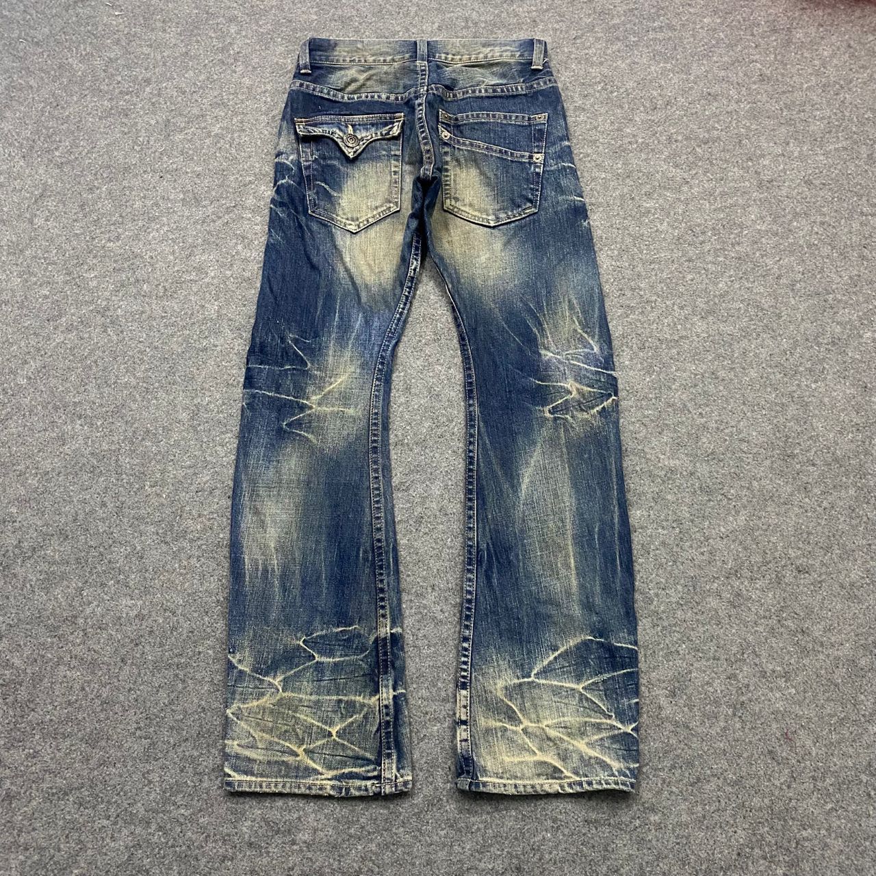 If Six Was Nine 💥Flare💥Vintage Rattle Trap Acid Wash Distressed Denim Size US 30 / EU 46 - 2 Thumbnail
