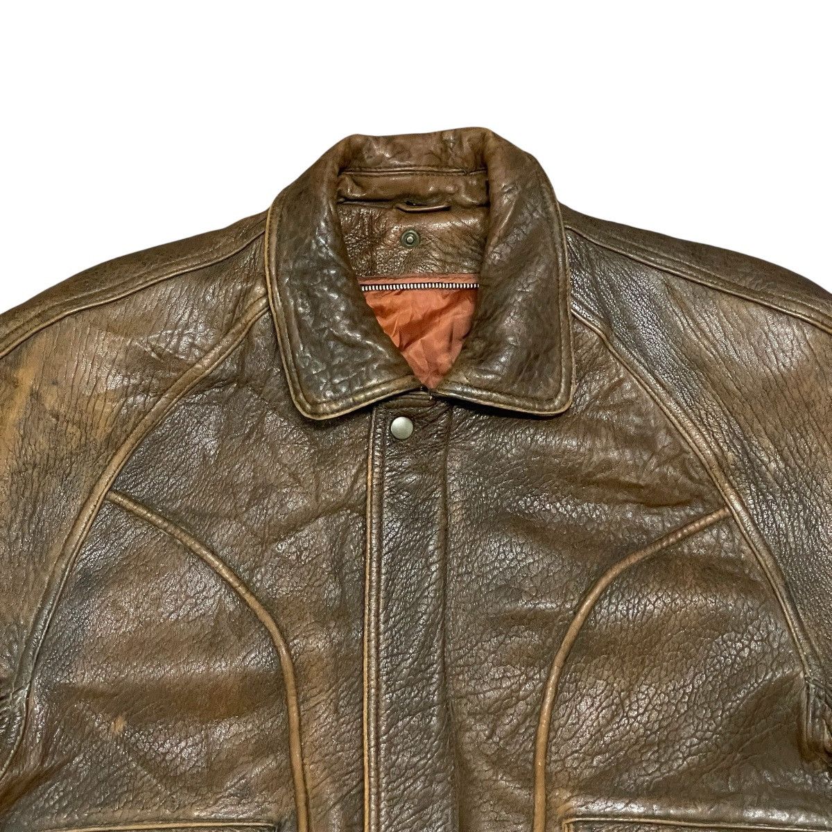 Vintage Vintage 90s Distressed Brown Sheep Leather A-2 Bomber Jacket Size US L / EU 52-54 / 3 - 6 Thumbnail