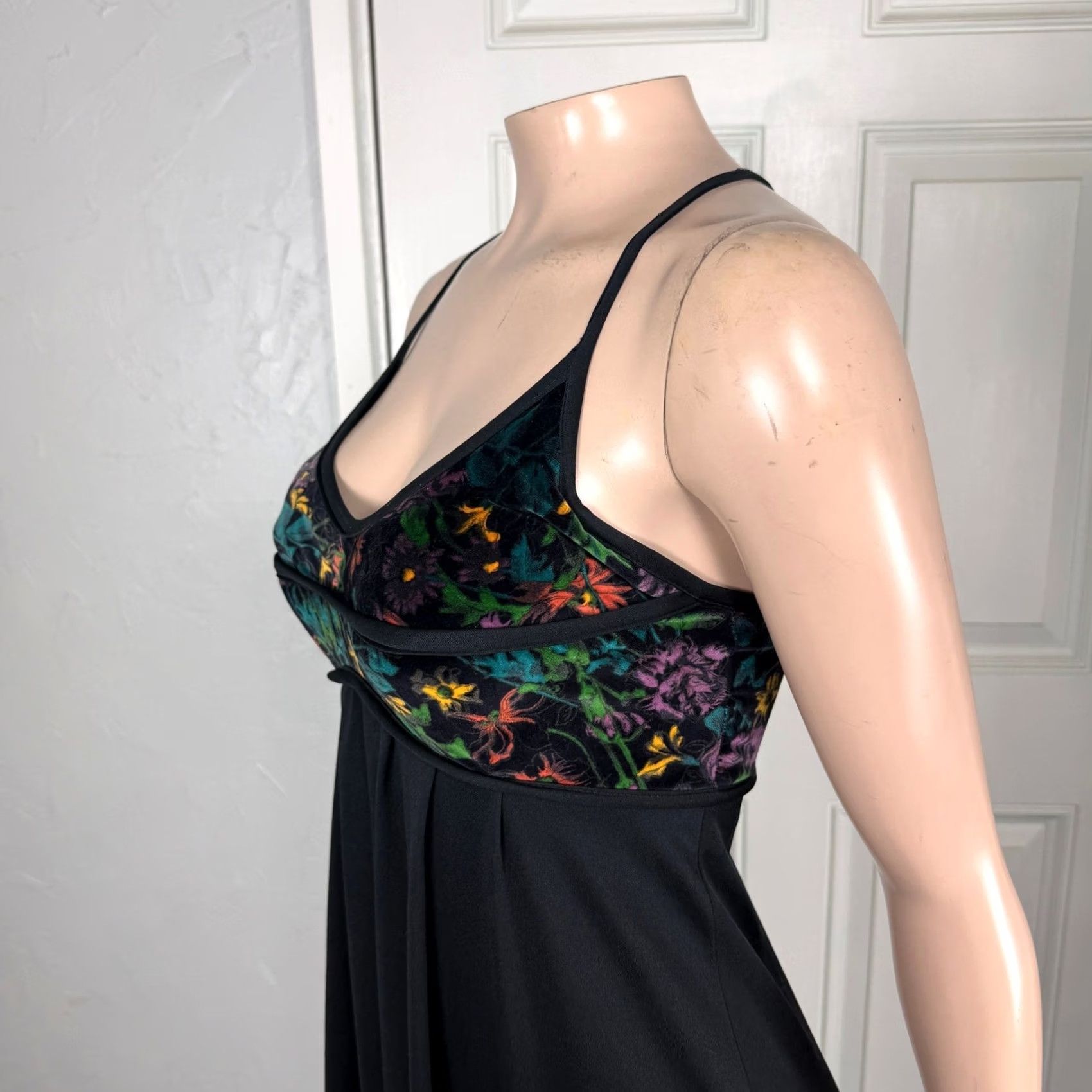 Velvet VINTAGE 70s Dress Maxi Black Polyester Knit Party Eveningwear 2XS Regular Long C4-25 Size XXS / US 00 / IT 34 - 4 Thumbnail