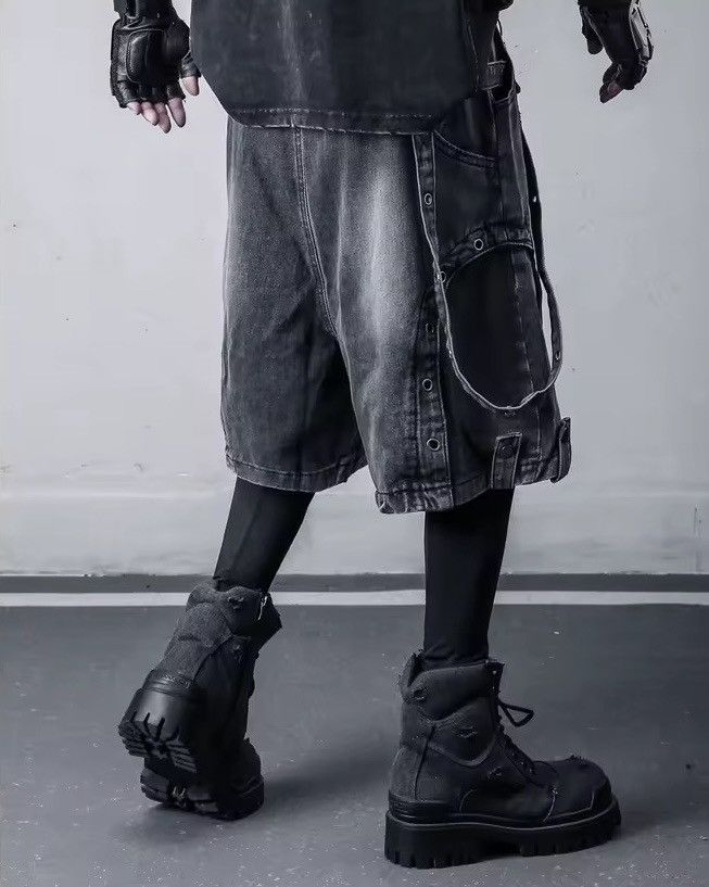 Jean Punk Cargo Streetwear Washed Denim Short Jorts Size US 30 / EU 46 - 5 Thumbnail