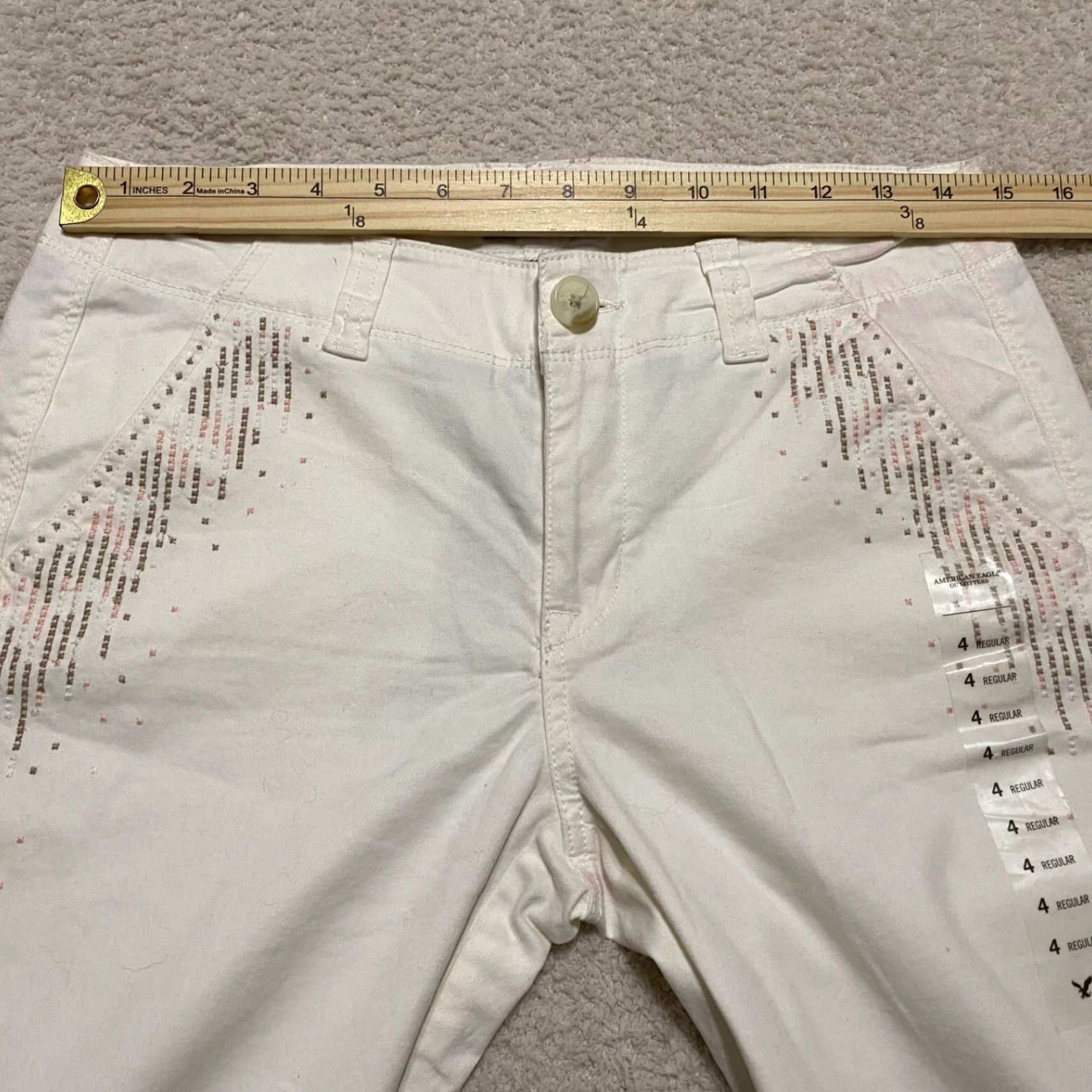 American Eagle Outfitters VINTAGE American Eagle Jeans Womens 4 White Skinny Stretch Cotton Denim Pants Casual Size 27" / US 4 / IT 40 - 5 Thumbnail
