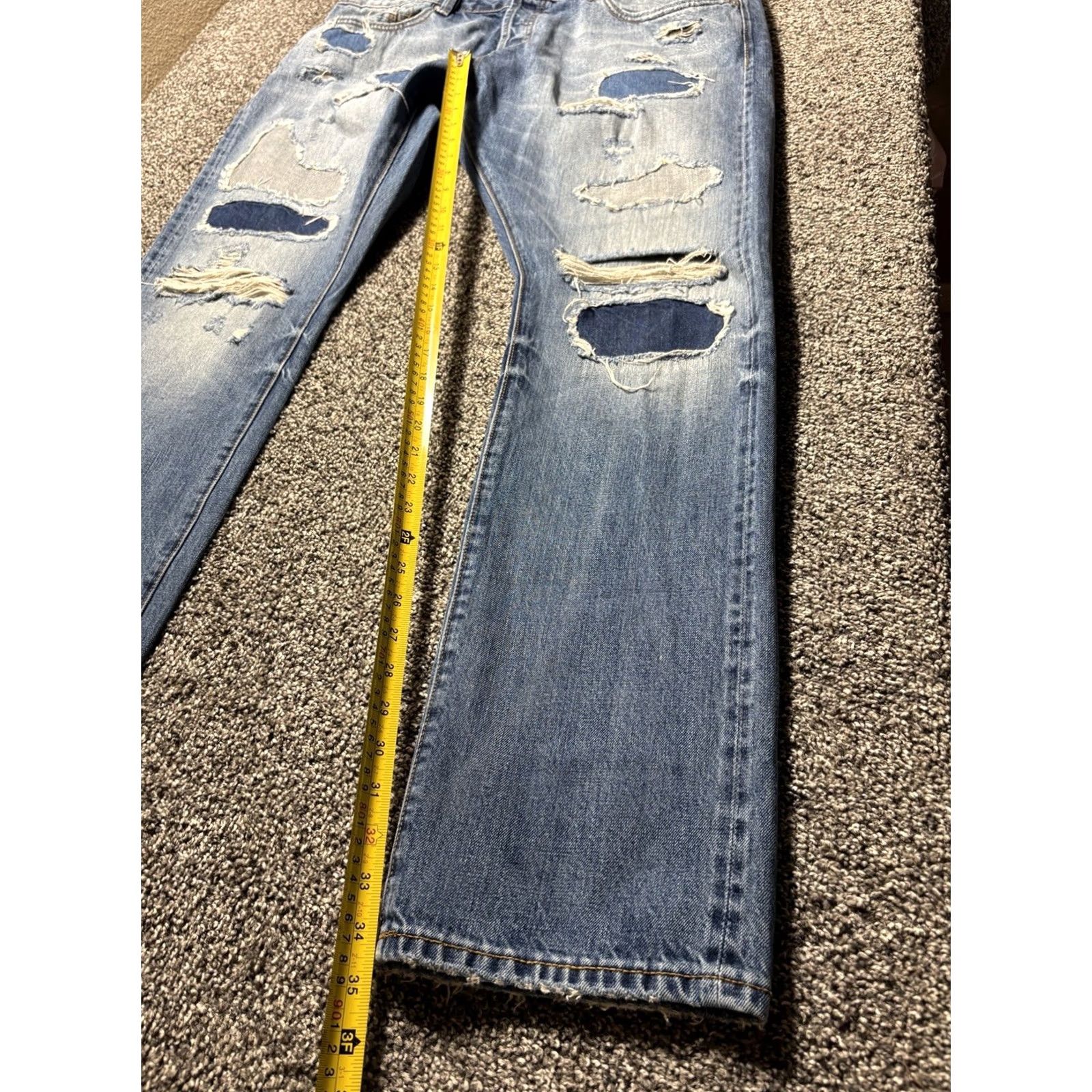 Cult Of Individuality Cult Of Individuality Jeans Mens 40x34 Selvedge Japanese Greaser Patchwork Denim Straight 5-Pocket Blue Size US 40 / EU 56 - 4 Thumbnail