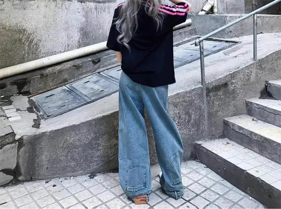 Japanese Brand Retro washed inverted wide leg jeans Size US 32 / EU 48 - 5 Thumbnail