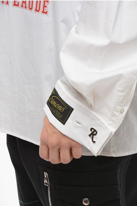 Raf Simons o1y0325 Logo Hoodie in White Size US L / EU 52-54 / 3 - 2 Thumbnail