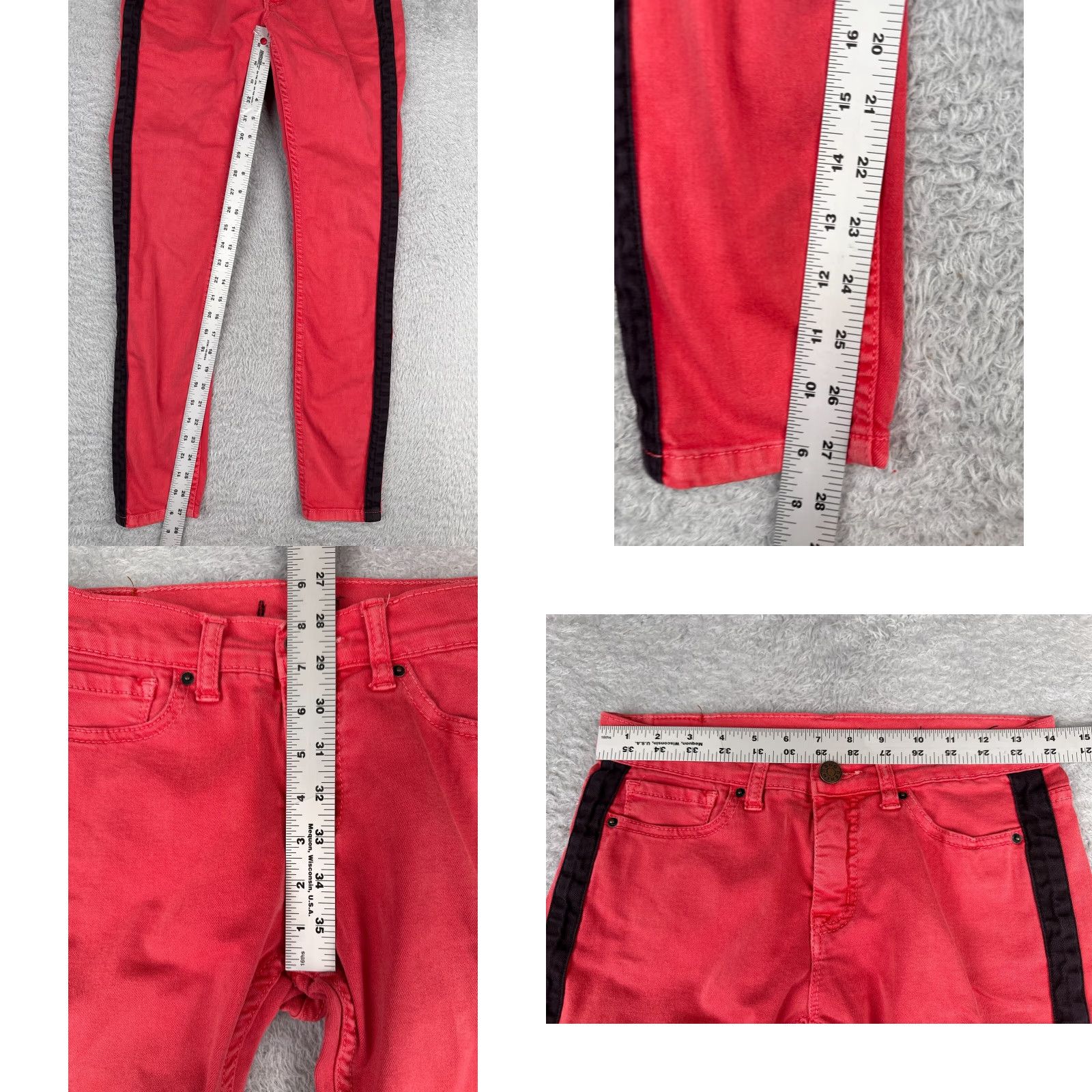 Bdg BDG Jeans Women 28 Pink Denim Striped Side Zip Ankle Mid Rise 28x28 Cotton Blend 5-Pocket Design Regular Stretch Vintage No Size 28" / US 6 / IT 42 - 8 Thumbnail