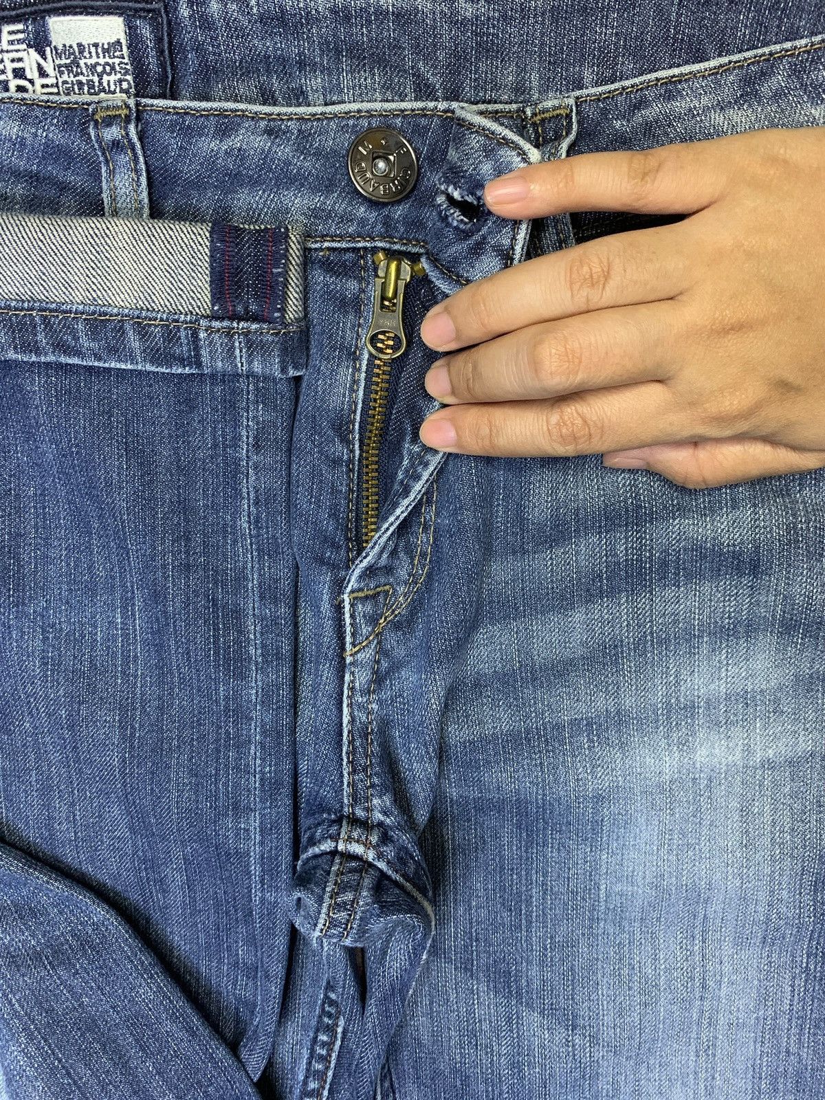 Marithe + Francois Girbaud Vintage Girbaud Distressed Ripped Slim Jeans Size 32" / US 10 / IT 46 - 3 Thumbnail