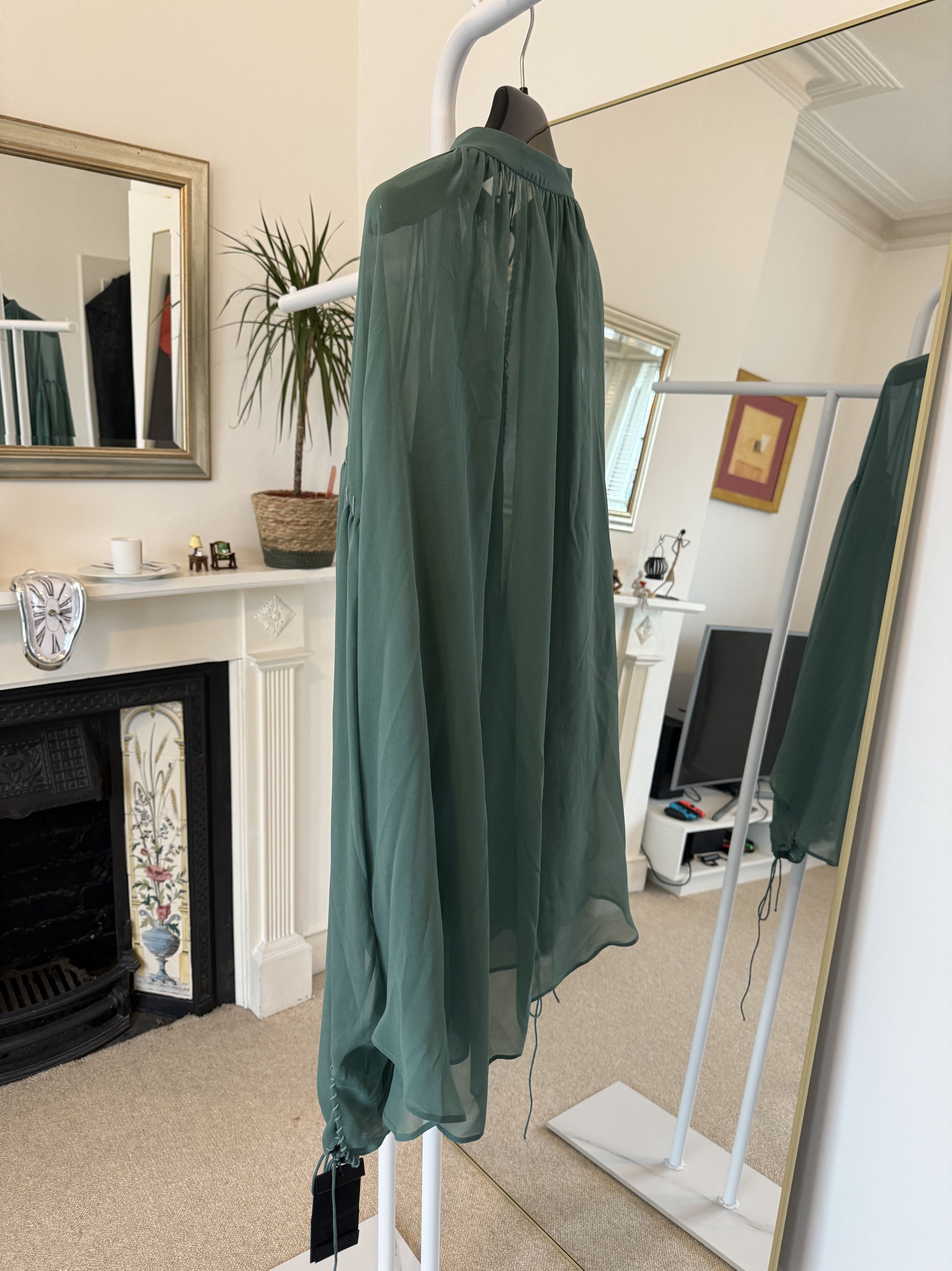 Saint Laurent Paris SS22 Saint Laurent Blouse in Silk Georgette Teal Size US L / EU 52-54 / 3 - 4 Thumbnail