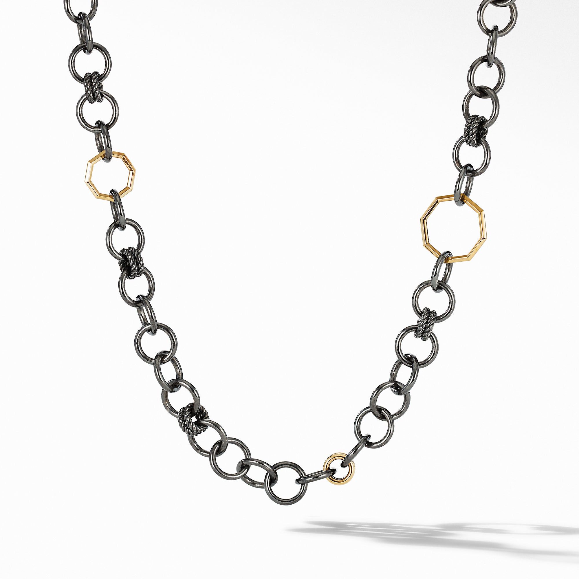 David Yurman o1w1db10525 N16603 Stax Black and Gold Round Link Necklace Size ONE SIZE - 1 Preview