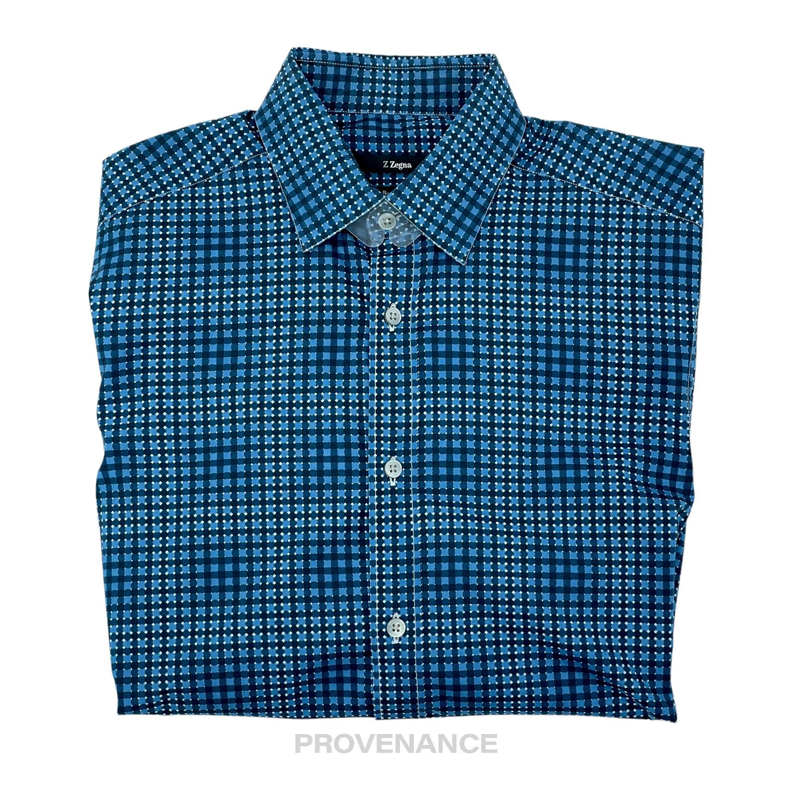 Z Zegna 🔴 Z Zegna Button Down Shirt - Blue Size US XXS / EU 40 - 1 Thumbnail
