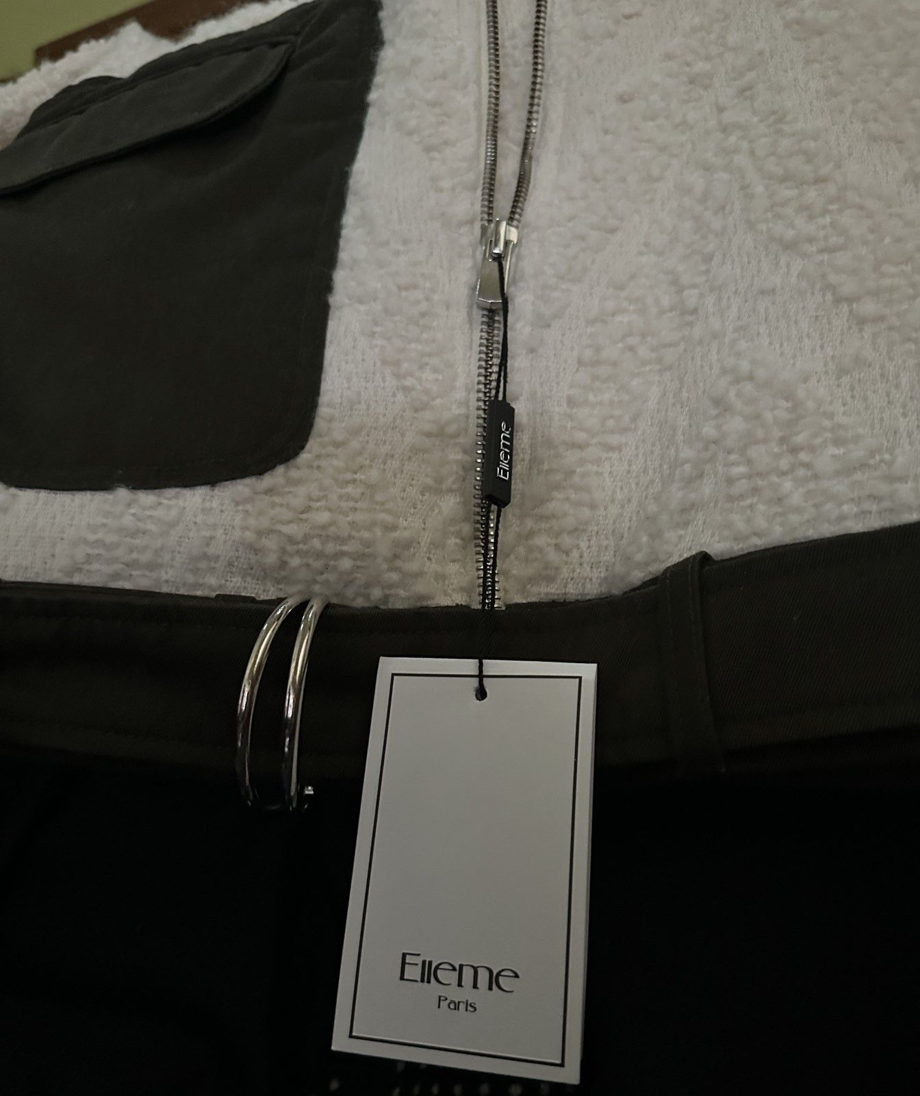 Elleme Elleme Paris White Teddy Jacket with Dark Green Accents Size XS / US 0-2 / IT 36-38 - 7 Thumbnail
