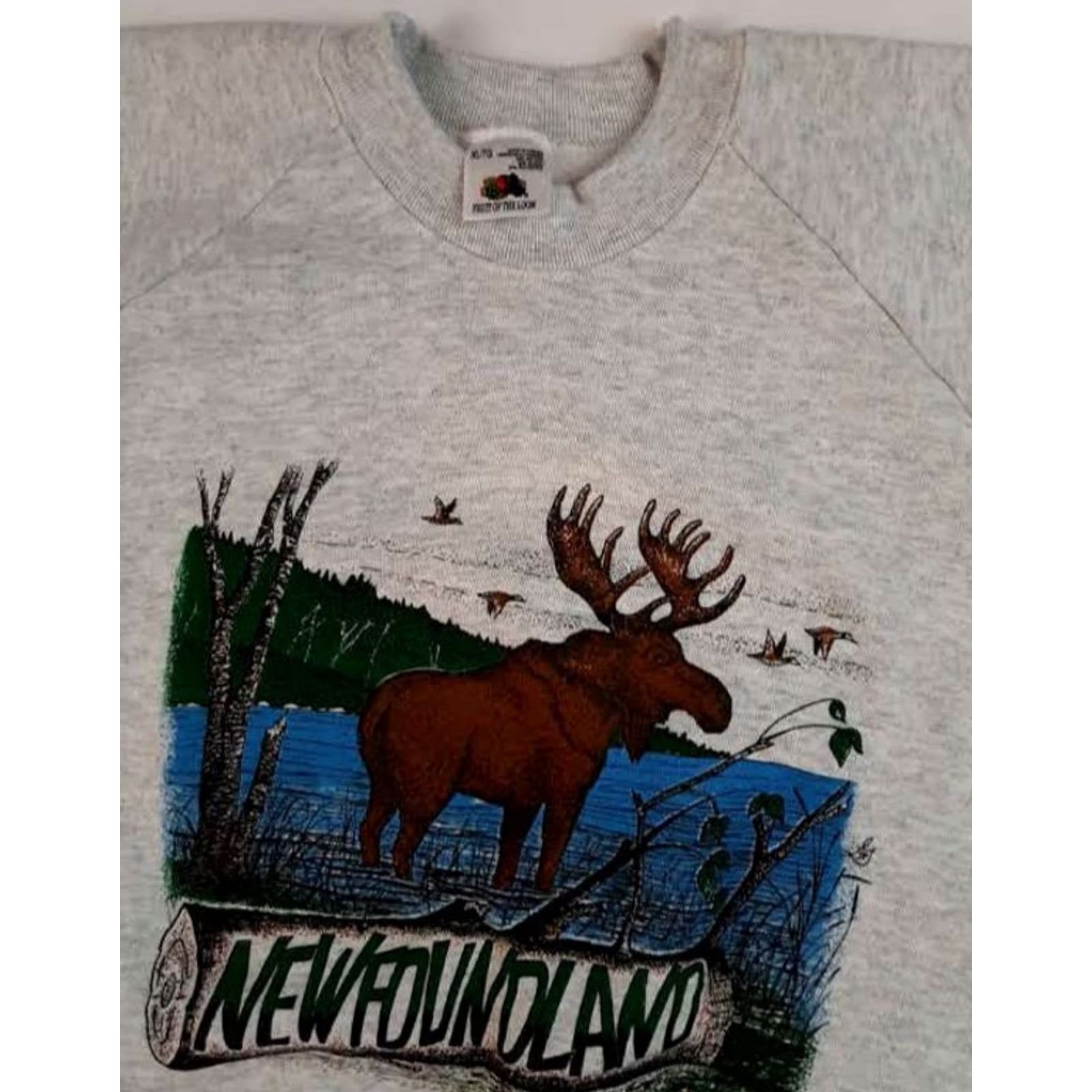 Fruit Of The Loom VINTAGE Newfoundland Outdoor Moose Print Sweatshirt XL Gray Men Pullover Fruit of the Loom Canada Outdoor Size US XL / EU 56 / 4 - 3 Thumbnail