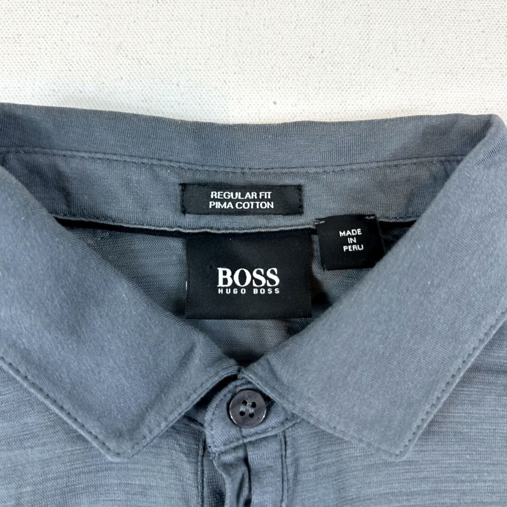 Vintage Boss Hugo Boss Regular Fit Polo Shirt Men Medium Gray Short Sleeve Pima Cotton Size US M / EU 48-50 / 2 - 8 Thumbnail