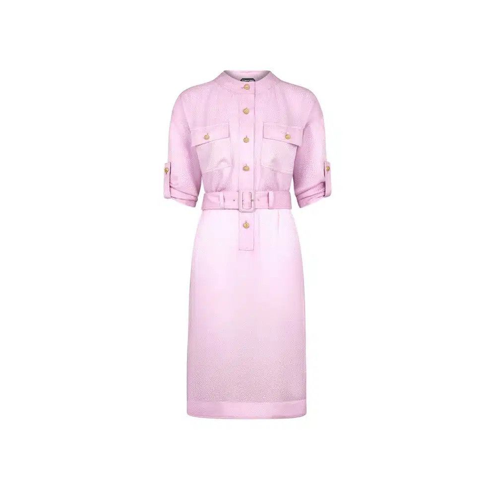 Tom Ford o1loc1c1125 AB3496 Silk Jacquard Midi Dress in Pink Size XS / US 0-2 / IT 36-38 - 1 Preview