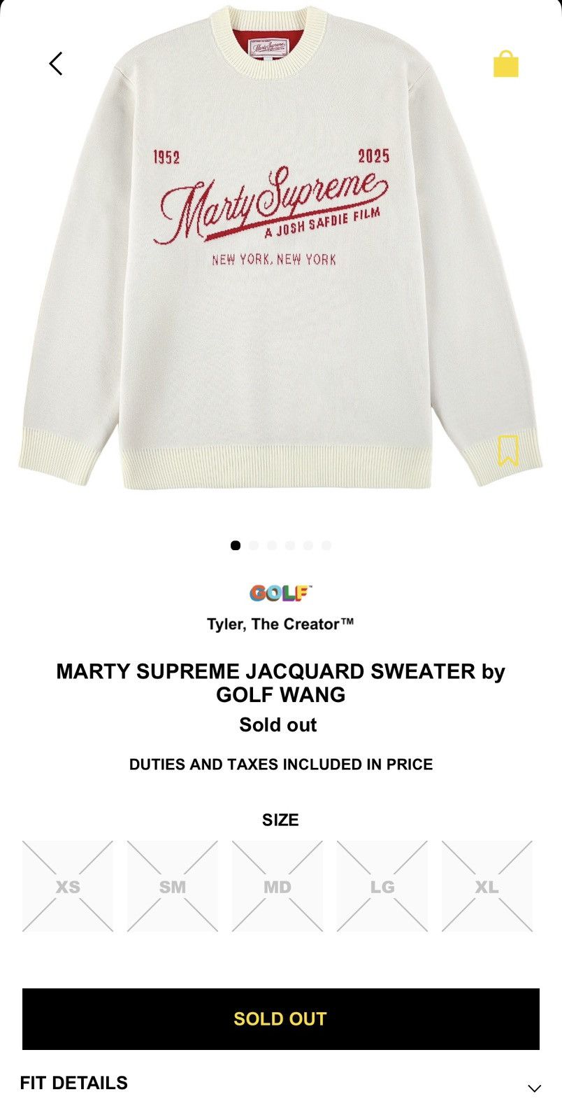 Golf Wang SOLD OUT GOLF WANG MARTY SUPREME WOOL SWEATER Size US S / EU 44-46 / 1 - 4 Thumbnail