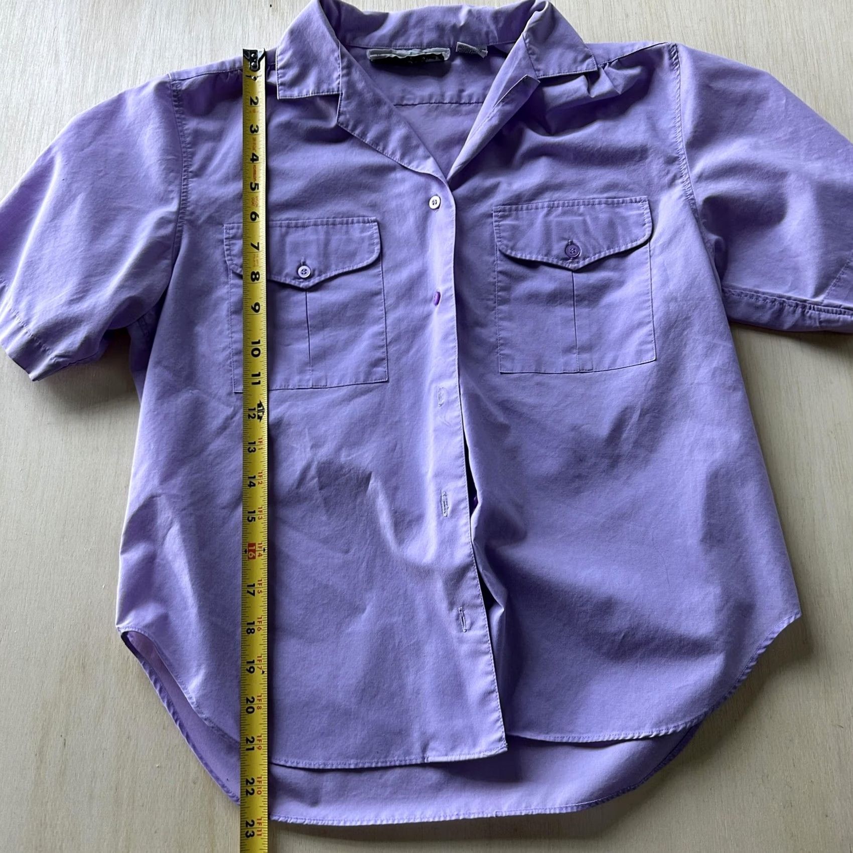 Vintage Hunter's Glen Shirt Womens 36 Purple Solid Short Sleeve Button-Up Collared Top Size XS / US 0-2 / IT 36-38 - 5 Thumbnail