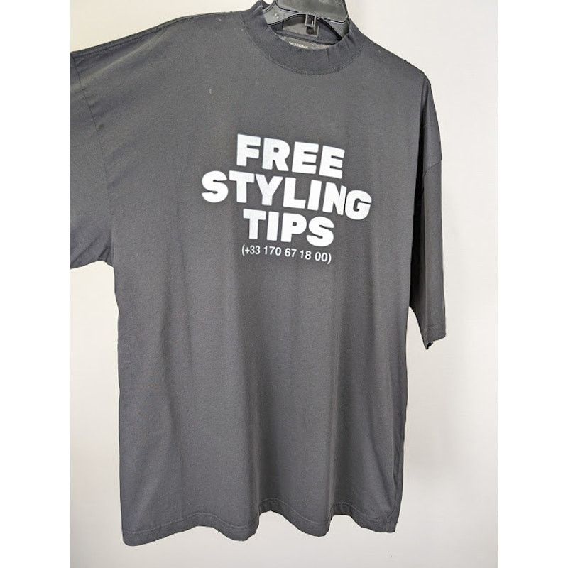 Balenciaga o1rshd1 Large Fit T-Shirt in Washed Black/White Size US S / EU 44-46 / 1 - 8 Thumbnail