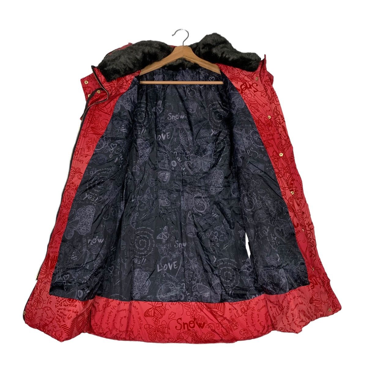 Desigual DESIGUAL Fullprint Red Puffer Overcoat Jacket #0836-C38 Size XS / US 0-2 / IT 36-38 - 11 Thumbnail