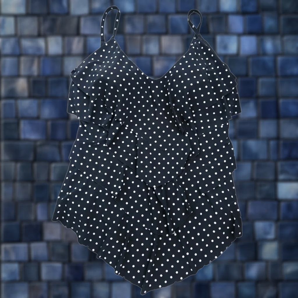 Vintage Miraclesuit Tankini Womens Sz 8 Polka Dot Wireless Bra Built-In Ruffle Size M / US 6-8 / IT 42-44 - 1 Thumbnail
