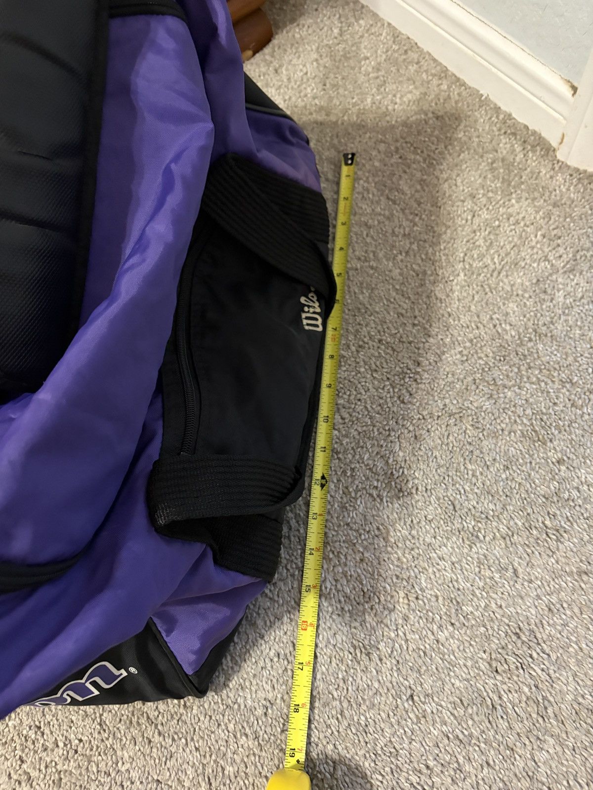 Wilson Vintage 90s Wilsons Nylon Duffle Strap Gym Bag Purple Black Size ONE SIZE - 11 Thumbnail