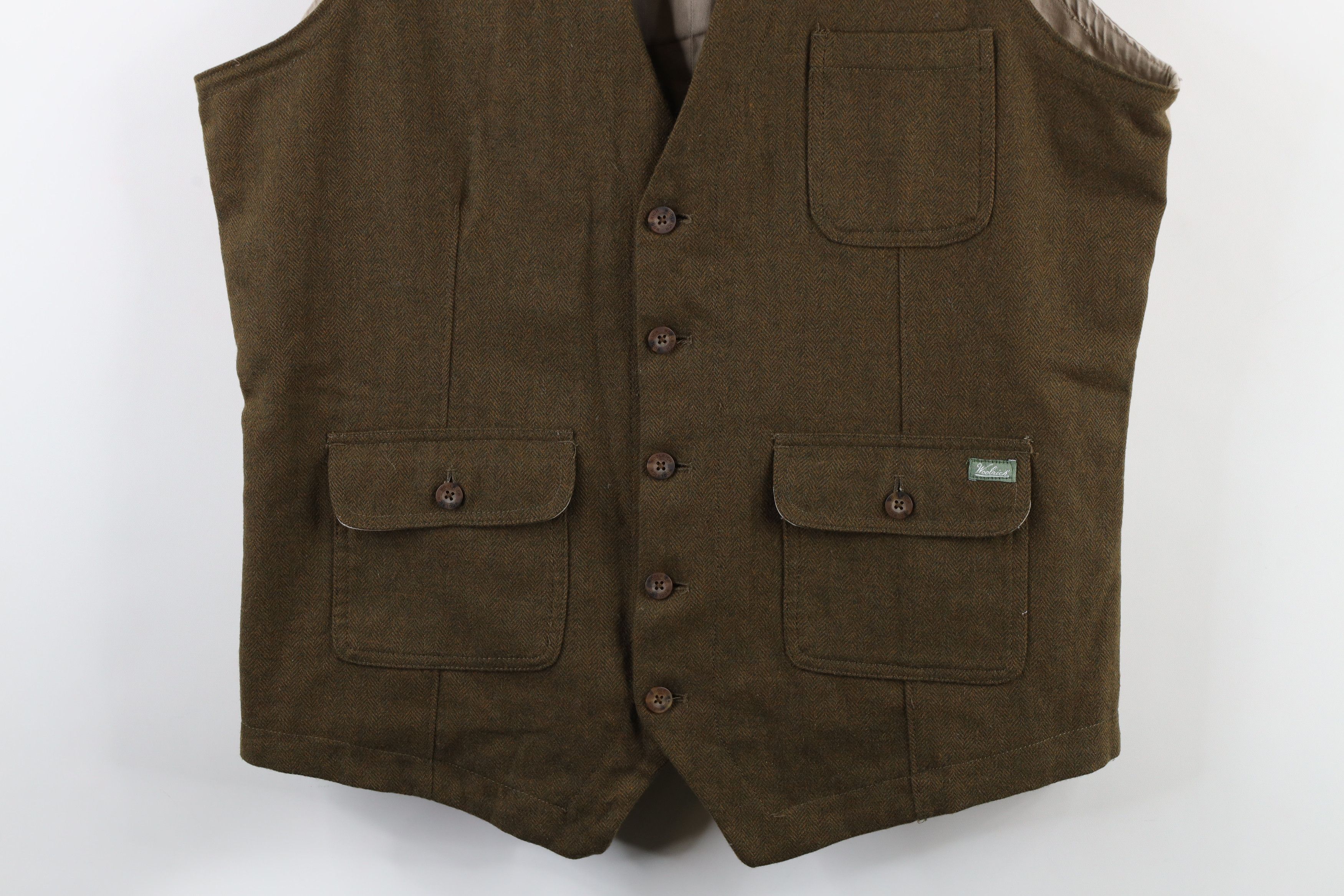 Vintage × Woolrich Woolen Mills Vintage Woolrich Herringbone Buckle Back Vest Jacket Green Size US L / EU 52-54 / 3 - 3 Thumbnail