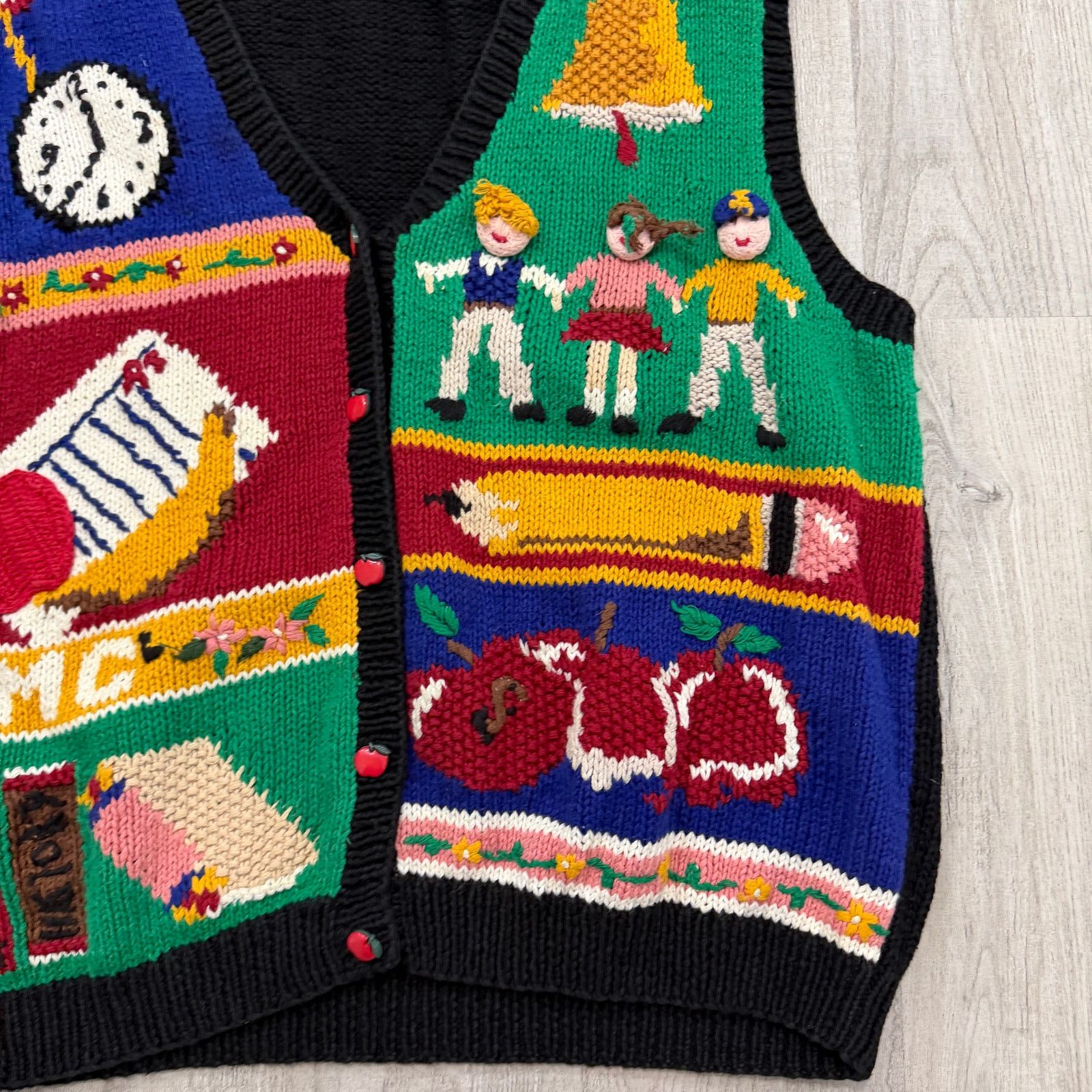 Vintage Croft & Barrow Teacher Sweater Vest Cardigan XL 90s
