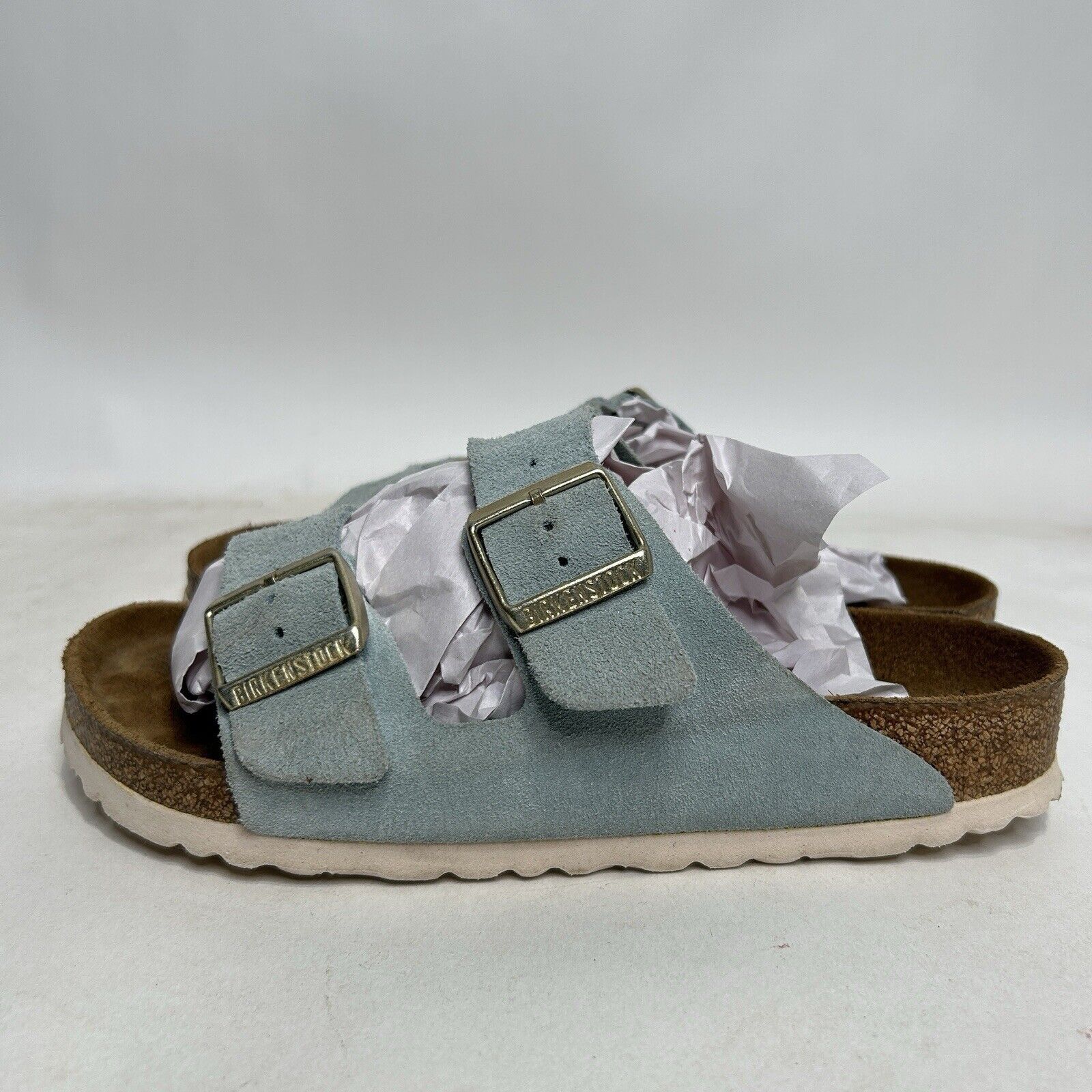 Birkenstock Birkenstock Arizona Soft Footbed Suede Sandals “Light Blue” Size US 7 / IT 37 - 5 Thumbnail