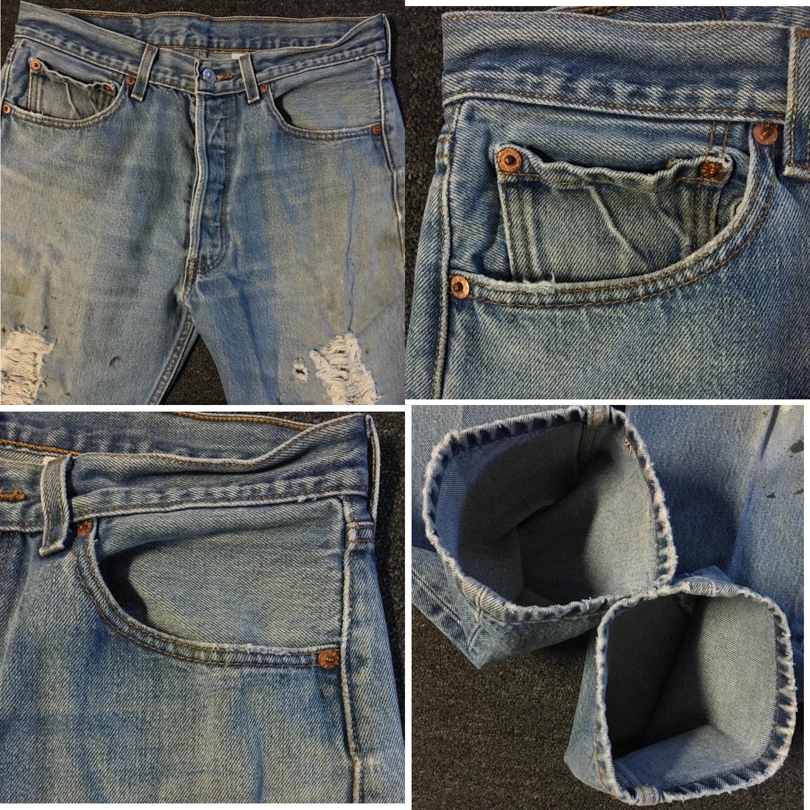Levi's VINTAGE Levi's 501 Jeans Men 31 Blue Distressed Button Fly 30 Inseam 80s 90s Grunge Punk Western Rock Biker Denim Dad Logo Straight Fashion Size US 31 - 8 Thumbnail