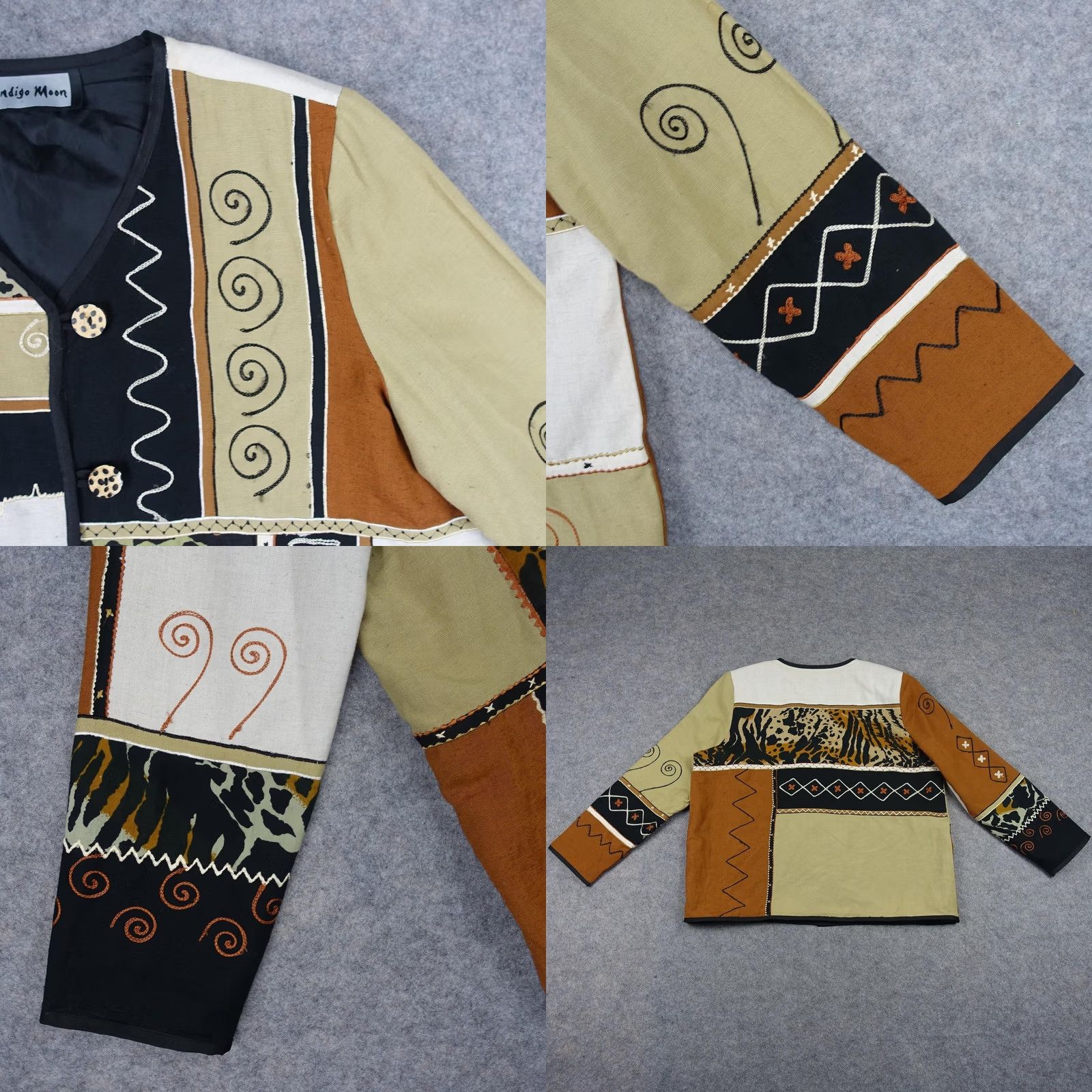 Vintage VINTAGE Indigo Moon Jacket Womens M Black Geometric Embroidered 90s Art Size M / US 6-8 / IT 42-44 - 8 Thumbnail