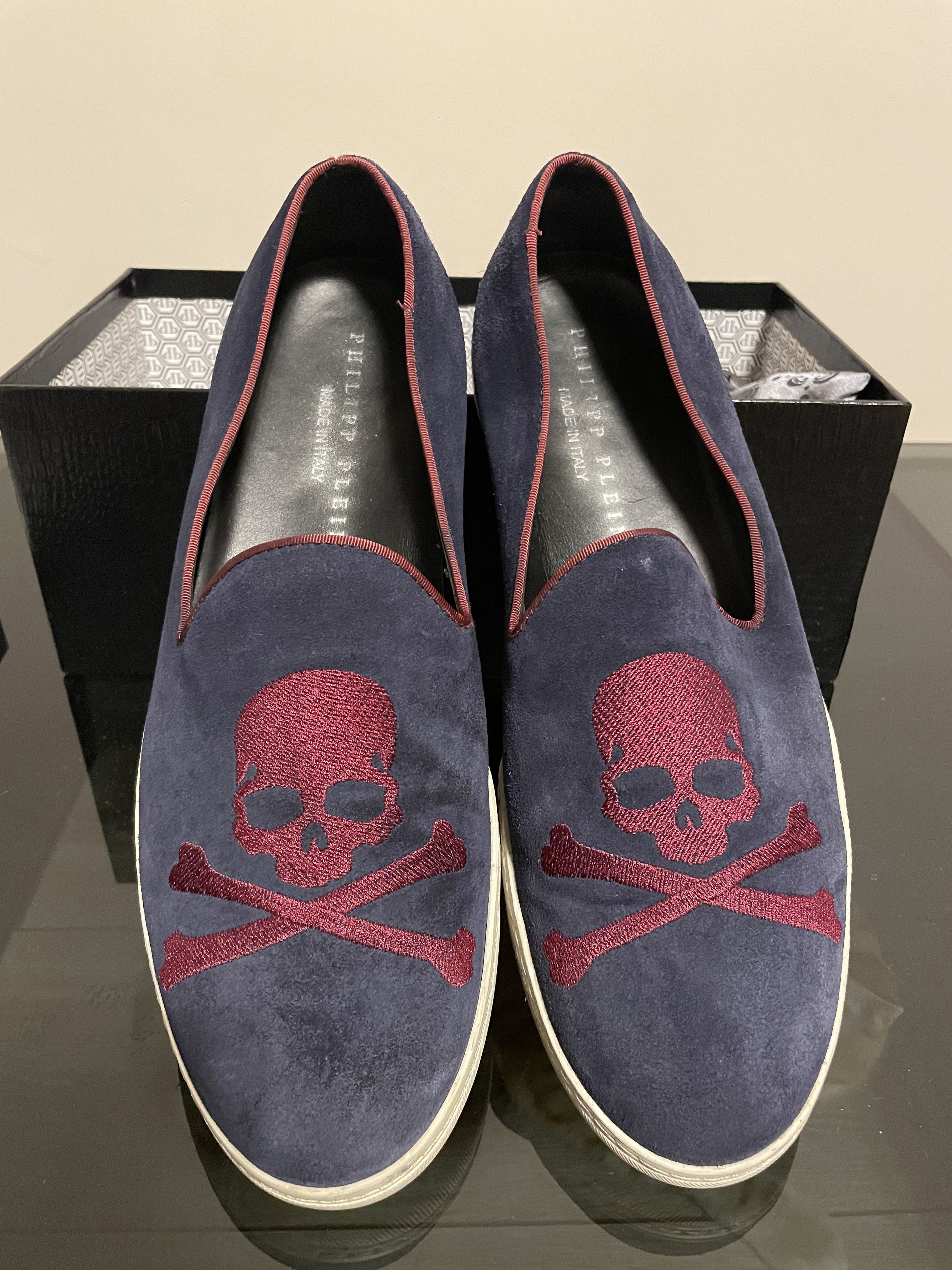 Philipp Plein Philipp Plein Navy Suede Skull Slip-Ons 43 Size US 10 / EU 43 - 1 Thumbnail
