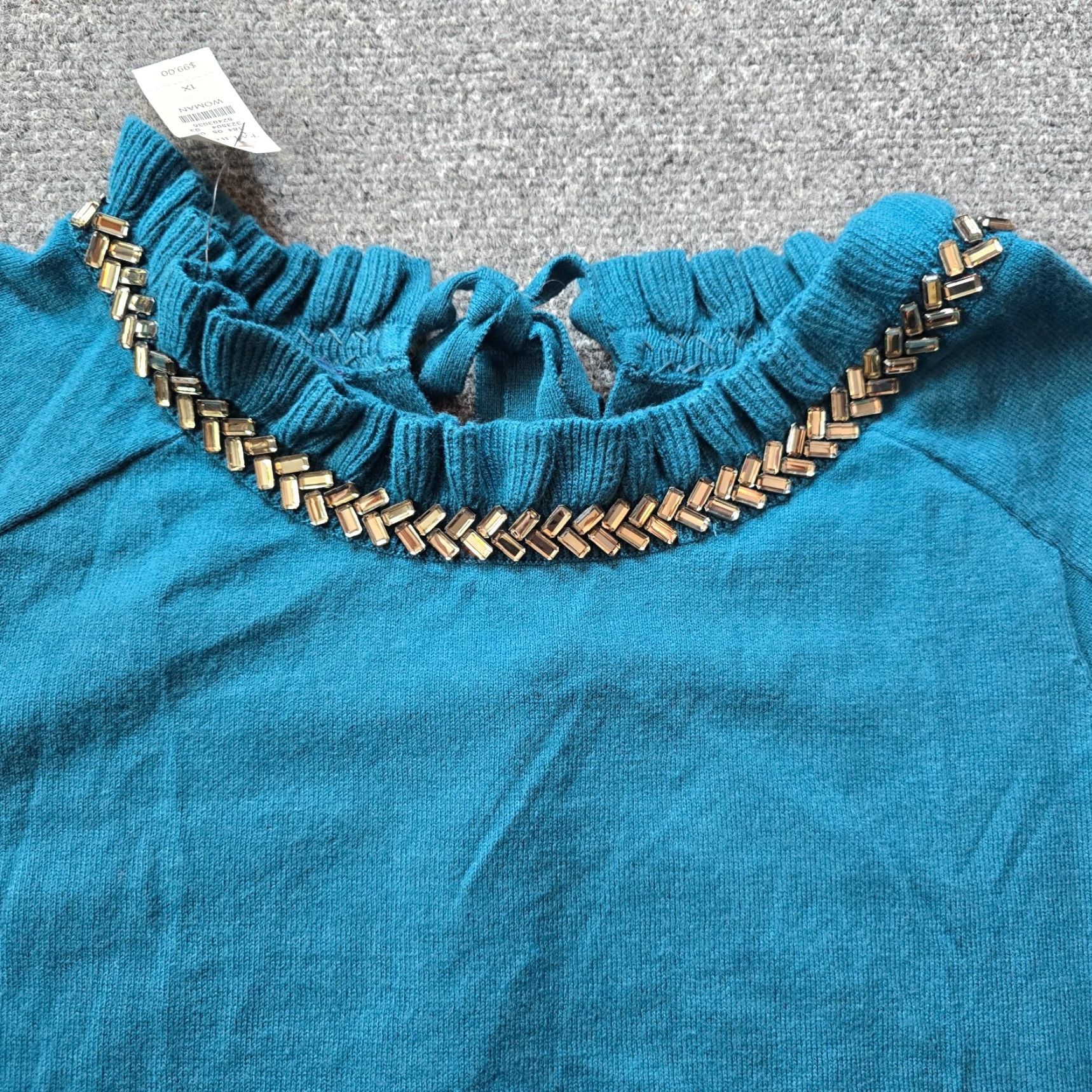 Talbots Talbots Sweater Womens 1X Green Turtleneck Rhinestone Cashmere Blend Career Shirt Size XL / US 12-14 / IT 48-50 - 2 Thumbnail