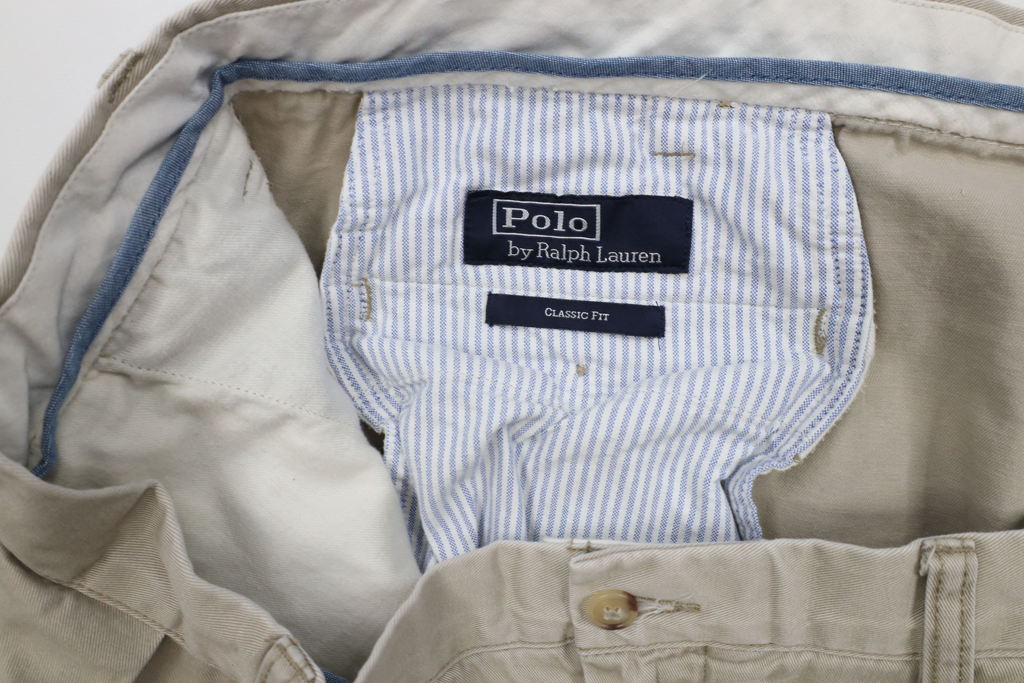 Ralph Lauren × Vintage Vintage Ralph Lauren Wide Leg Chino Pants Beige Cotton Size US 44 / EU 60 - 10 Thumbnail