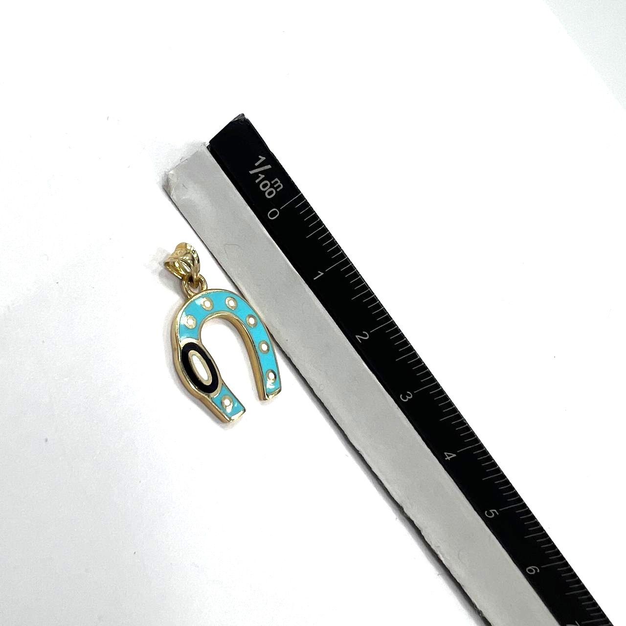 Other 14K Yellow Gold Horseshoe Pendant Elegant Blue Size ONE SIZE - 5 Thumbnail