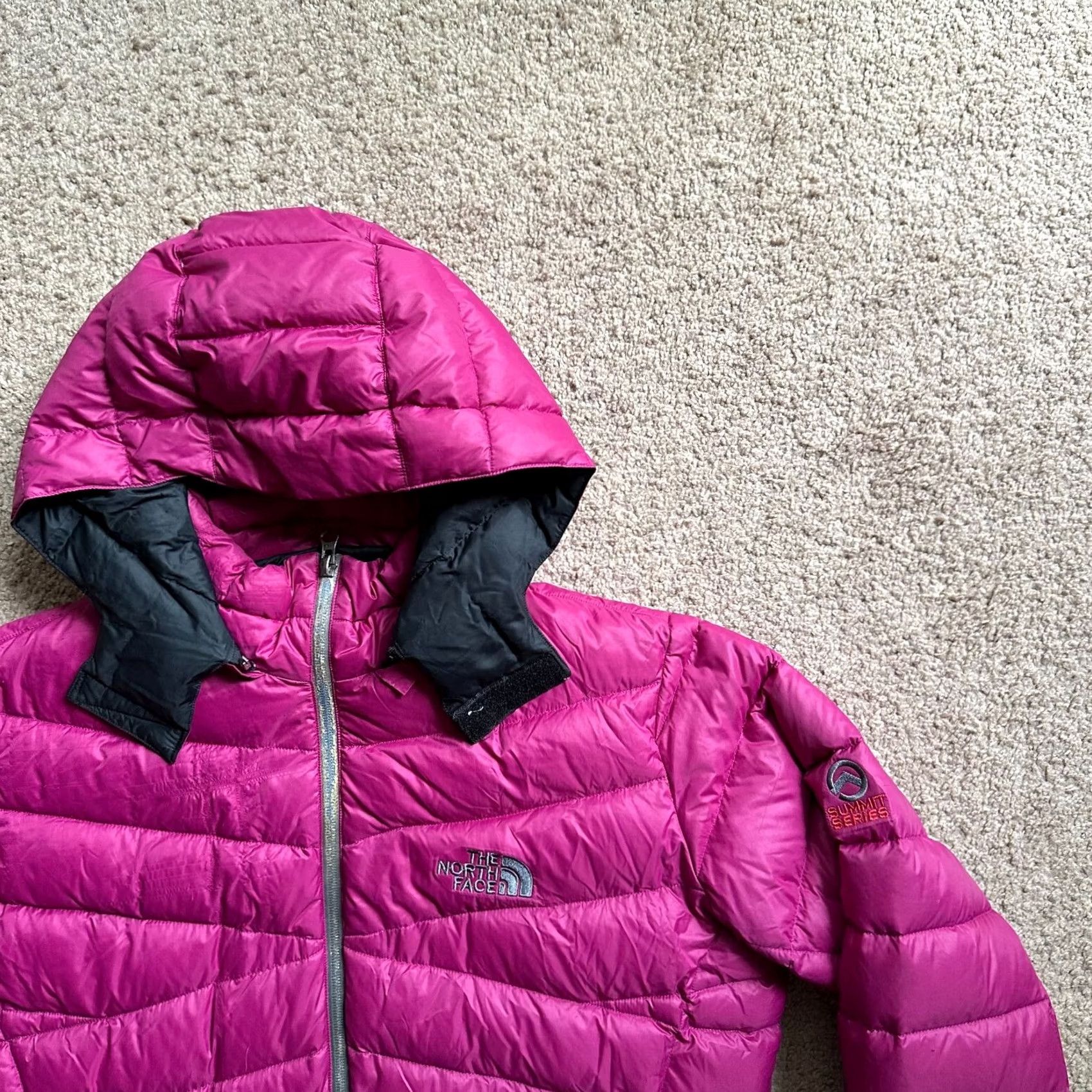 The North Face The North Face Womens Large Summit Series Puffer Jacket Pink 600 Downfill Hooded Full Zip *Repaired* Size L / US 10 / IT 46 - 5 Thumbnail