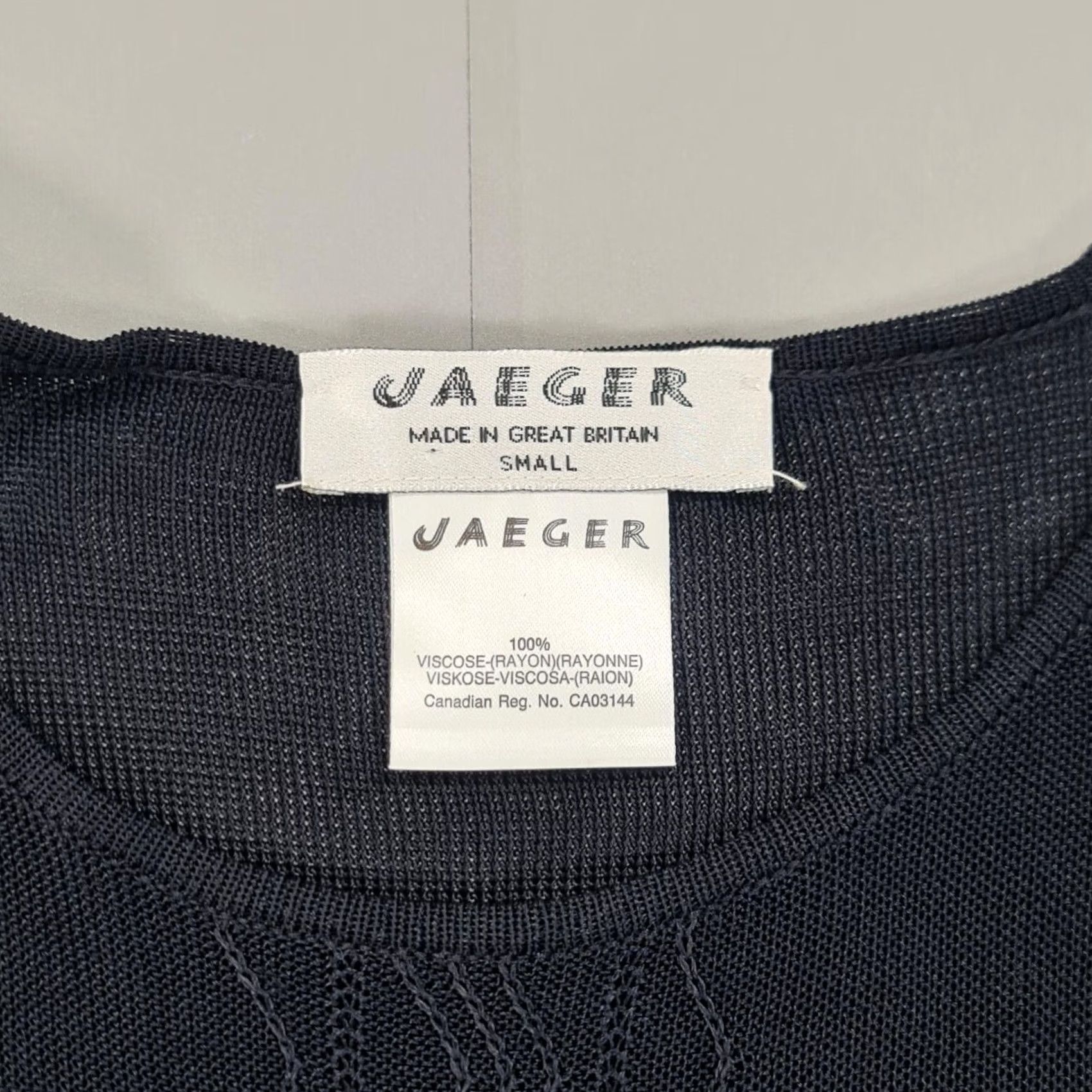 Jaeger Jaeger Jumper Navy Blue Small Womens Crew Neck Long Sleeve Lightweight Pullover Knitted Knit Breathable Casual Autumn Winter Pullover Size S / US 4 / IT 40 - 3 Thumbnail