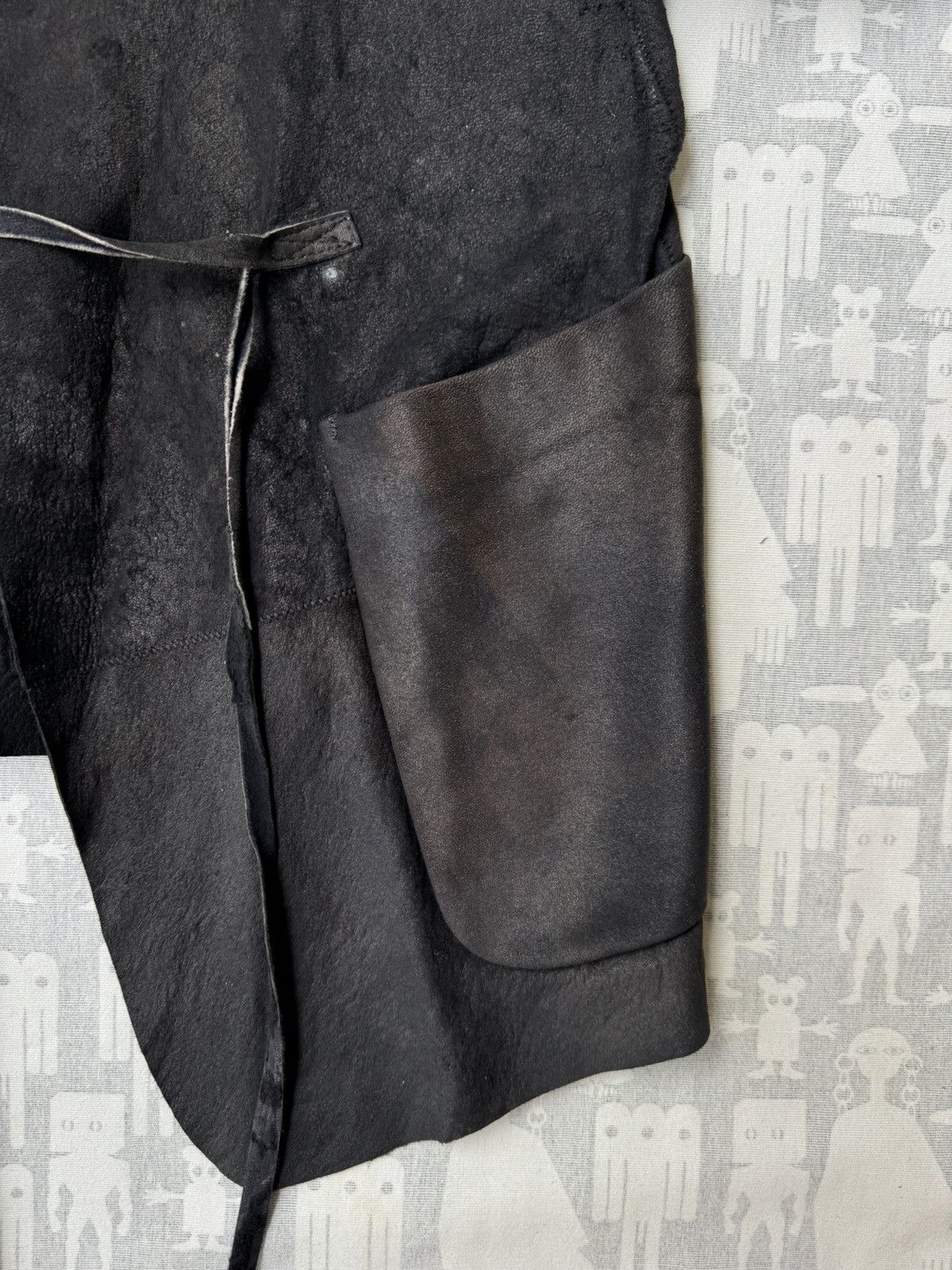 Ann Demeulemeester Ann Demeulemeester AW02 Textured Leather Opened Tie Jacket Size US XS / EU 42 / 0 - 8 Thumbnail