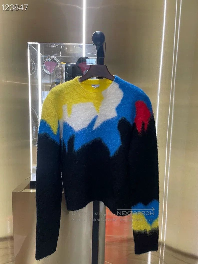Loewe LOEWE Color Block Round Neck Mohair Knit Sweater Size L / US 10 / IT 46 - 1 Thumbnail